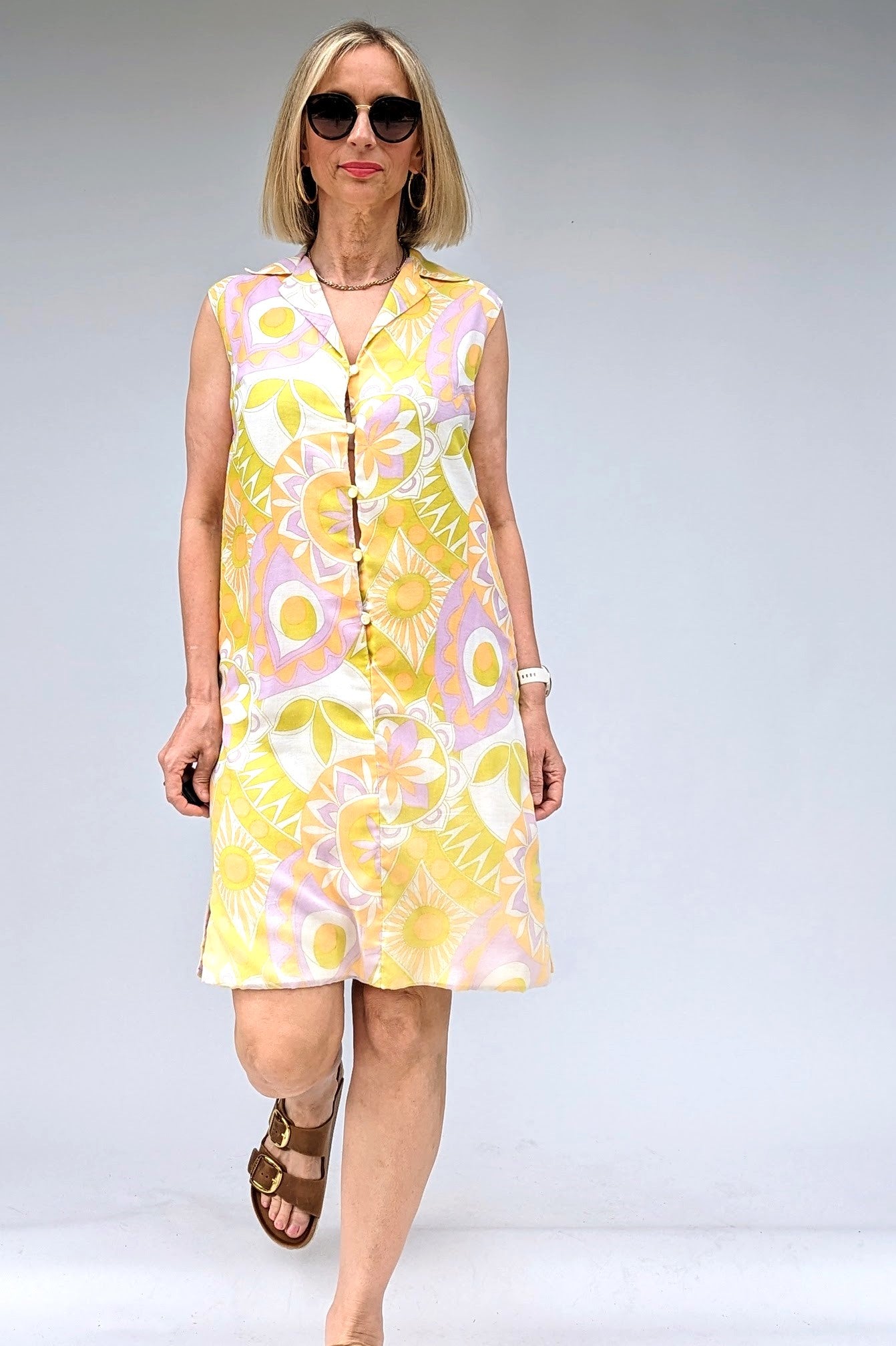 vintage psychedelic pastel mod shirt dress