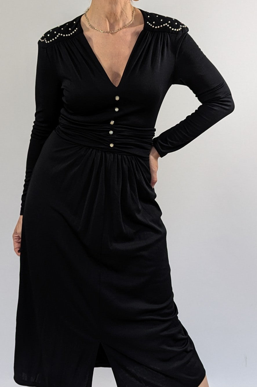 1970s Long Sleeve Diamante Dress Ada's Attic Vintage 1970s Long Sleeve Diamante Dress Ada's Attic Vintage