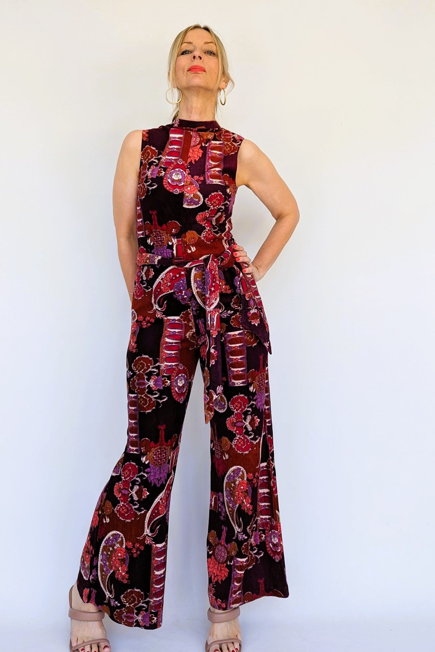 1970s jumpsuit with paisley pattern