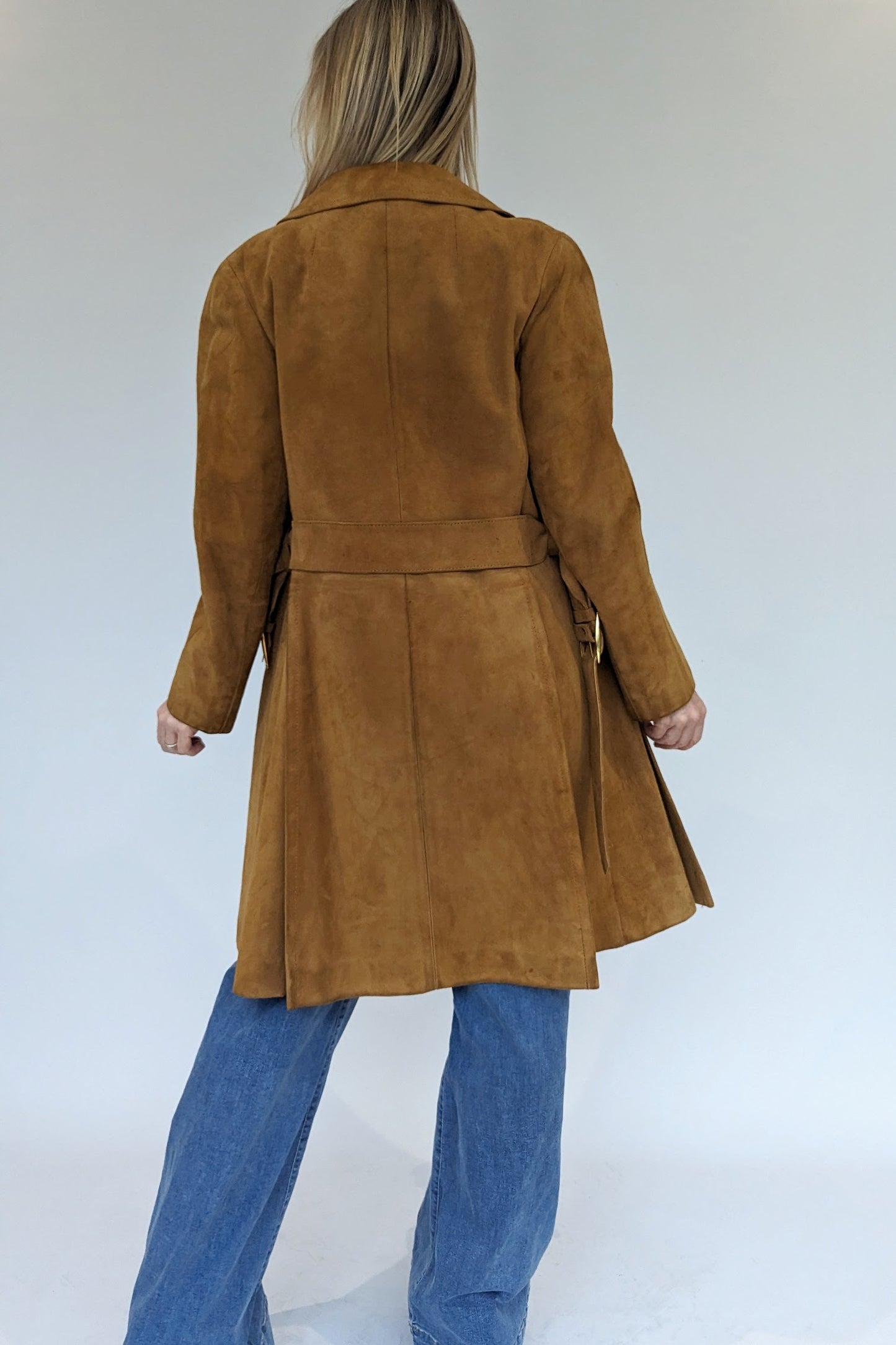 back of vintage 70s suede coat