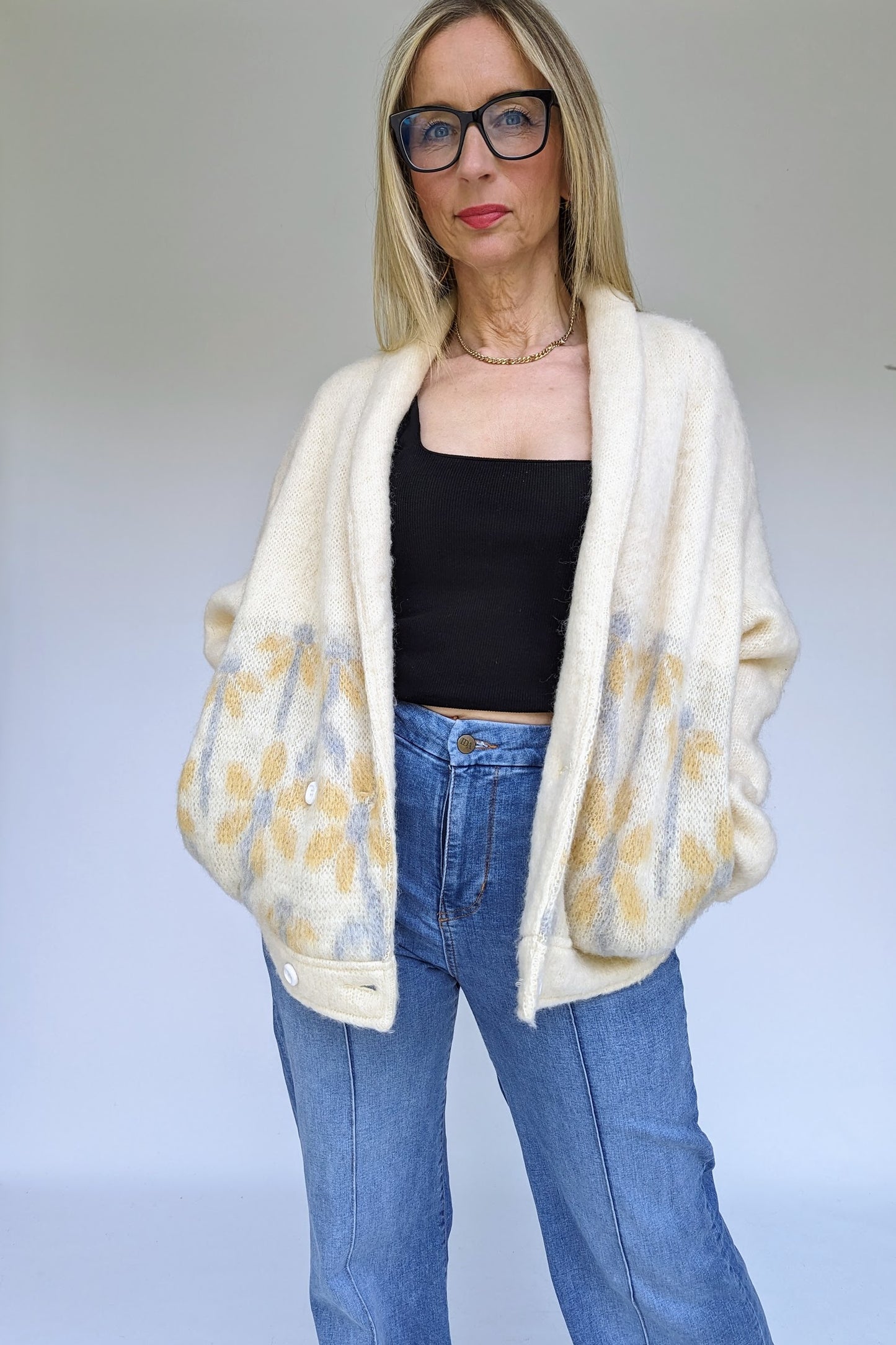 double breasted cream cardigan