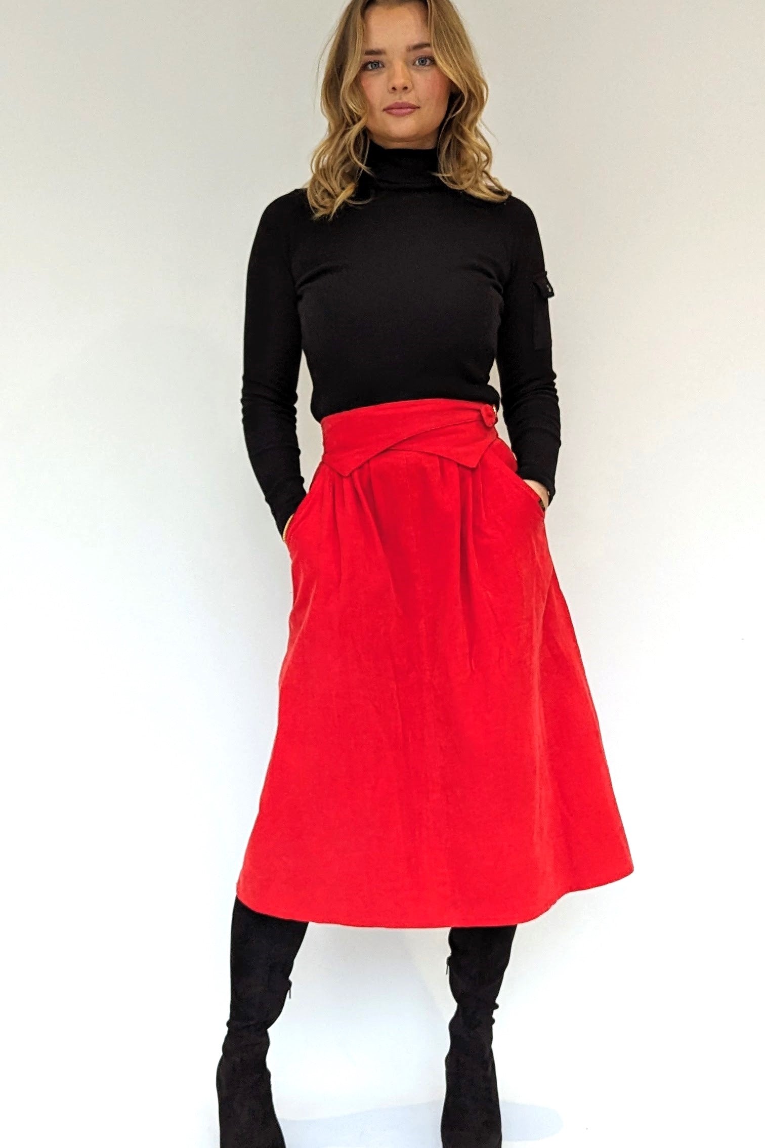 vintage red biba corduroy skirt