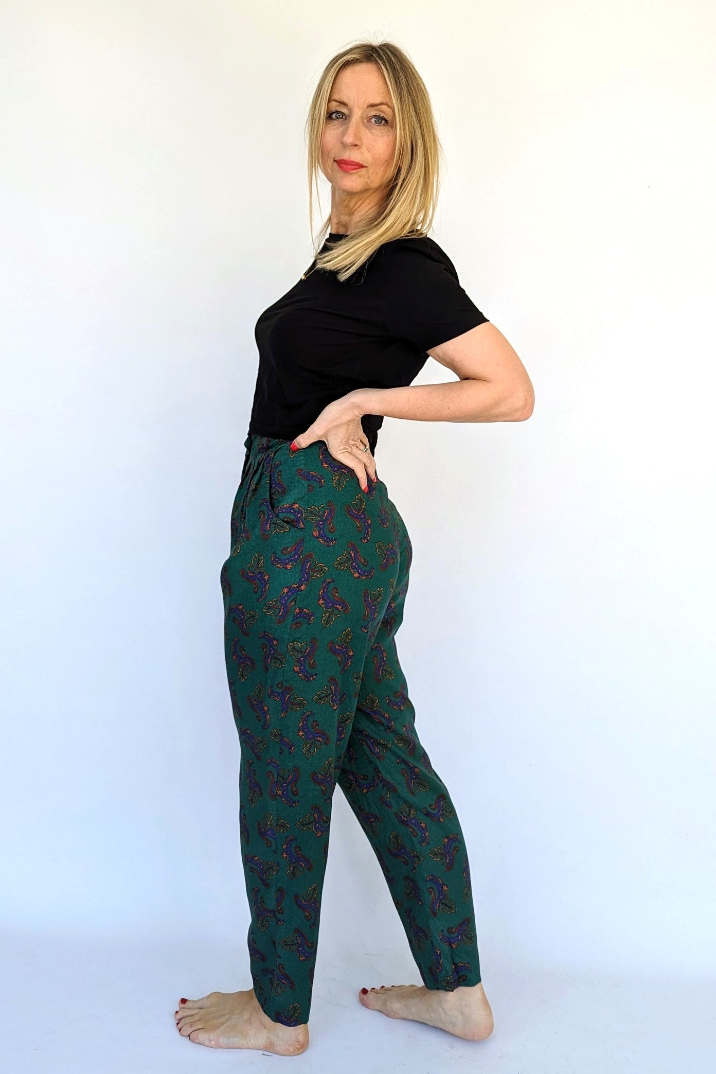 80s vintage trousers dark green with pockets