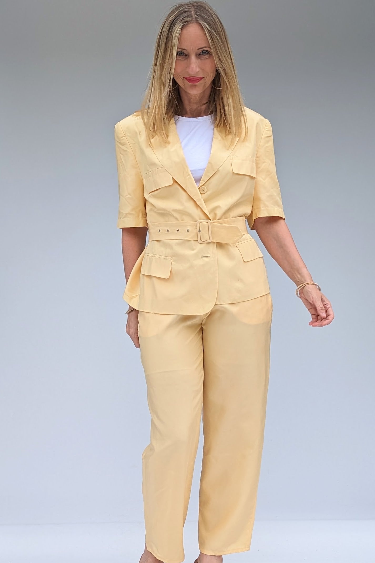Wedding guest vintage yellow suit