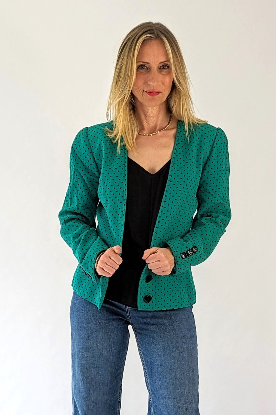 80s retro valentino short jacket in turquoise