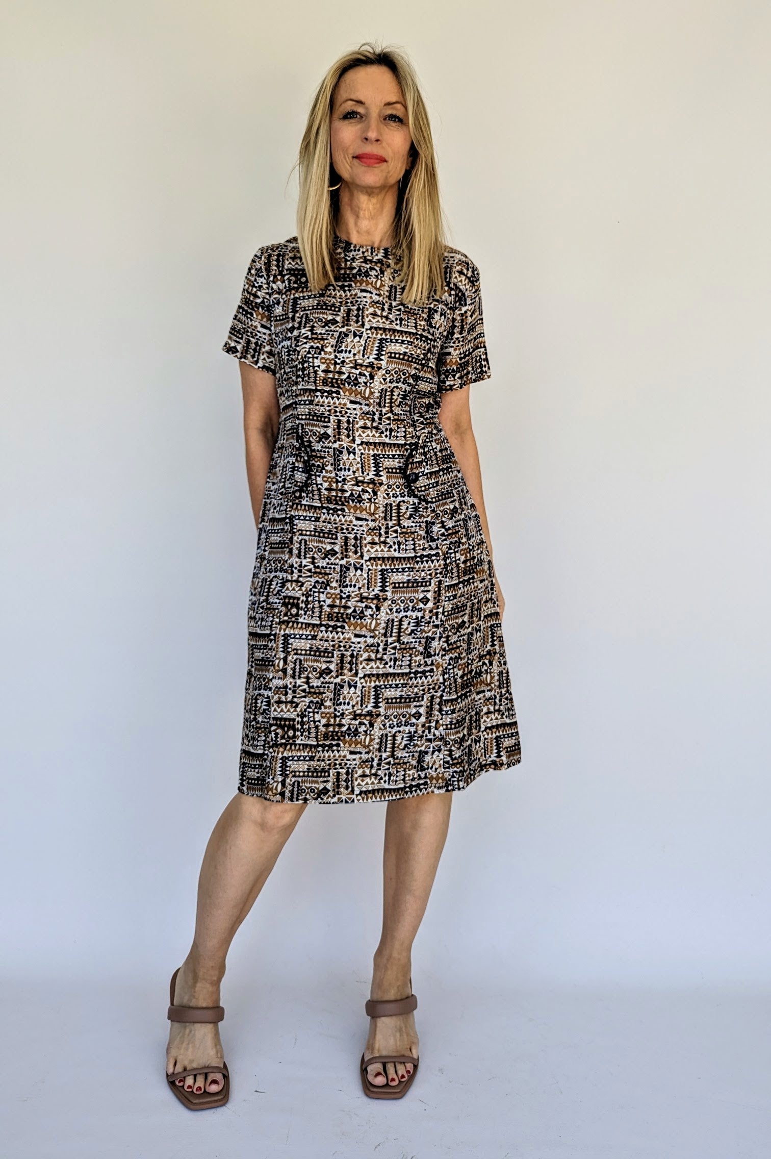DL Barron short sleeve patterned dress