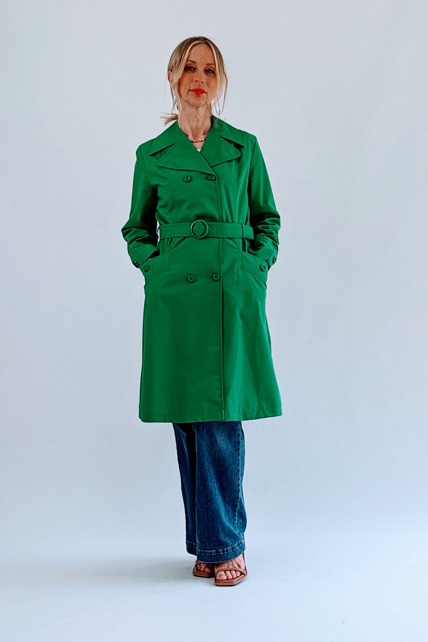 Vintage 70s Green Trench Coat with Belt