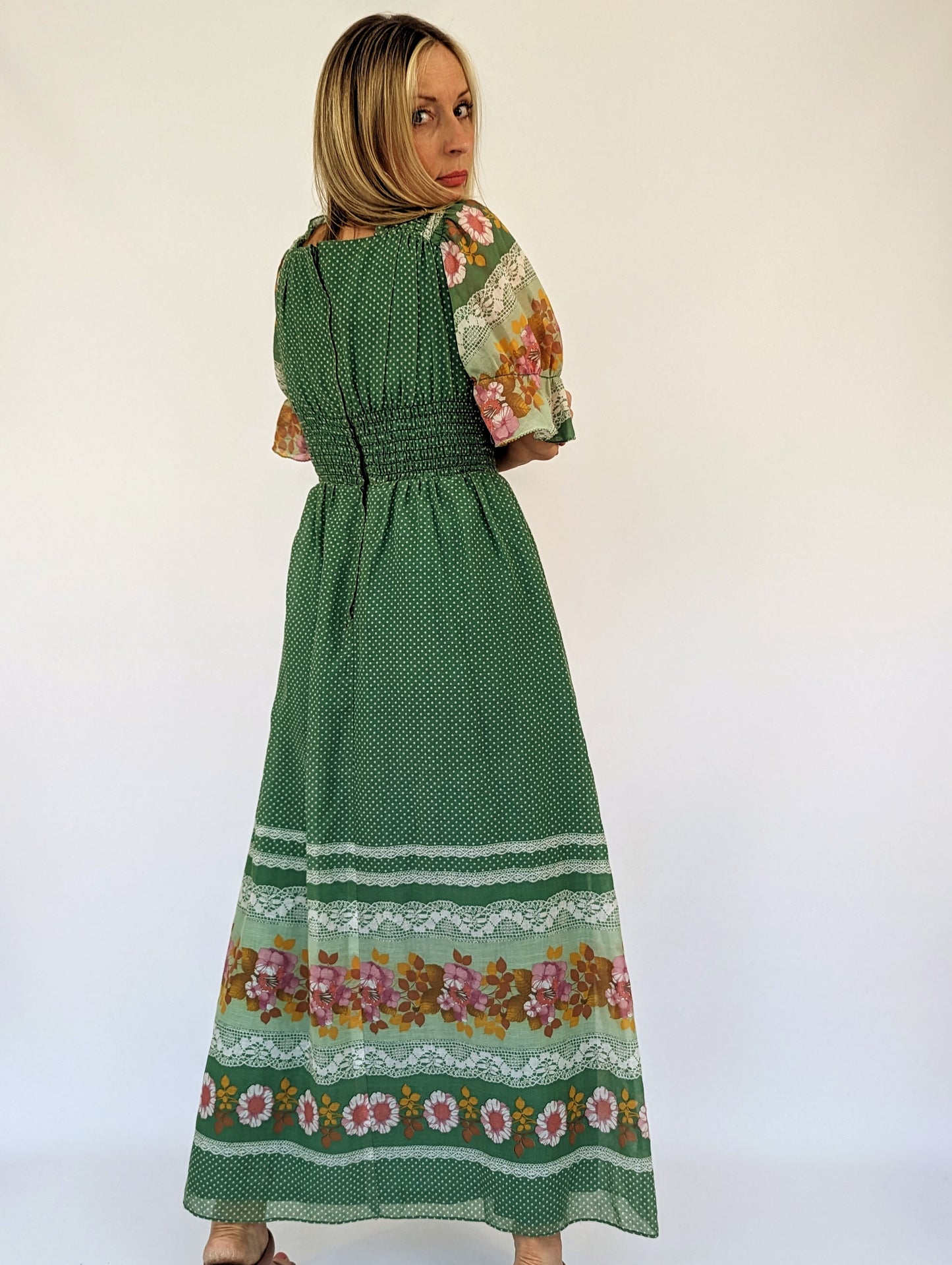 Green long vintage dress