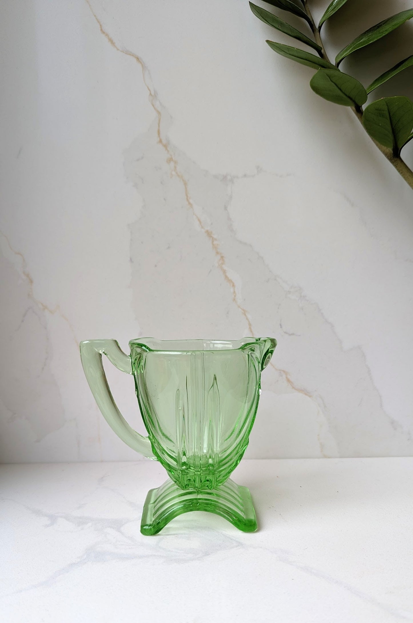 Art Deco Stolzle Milk Jug in Uranium Glass