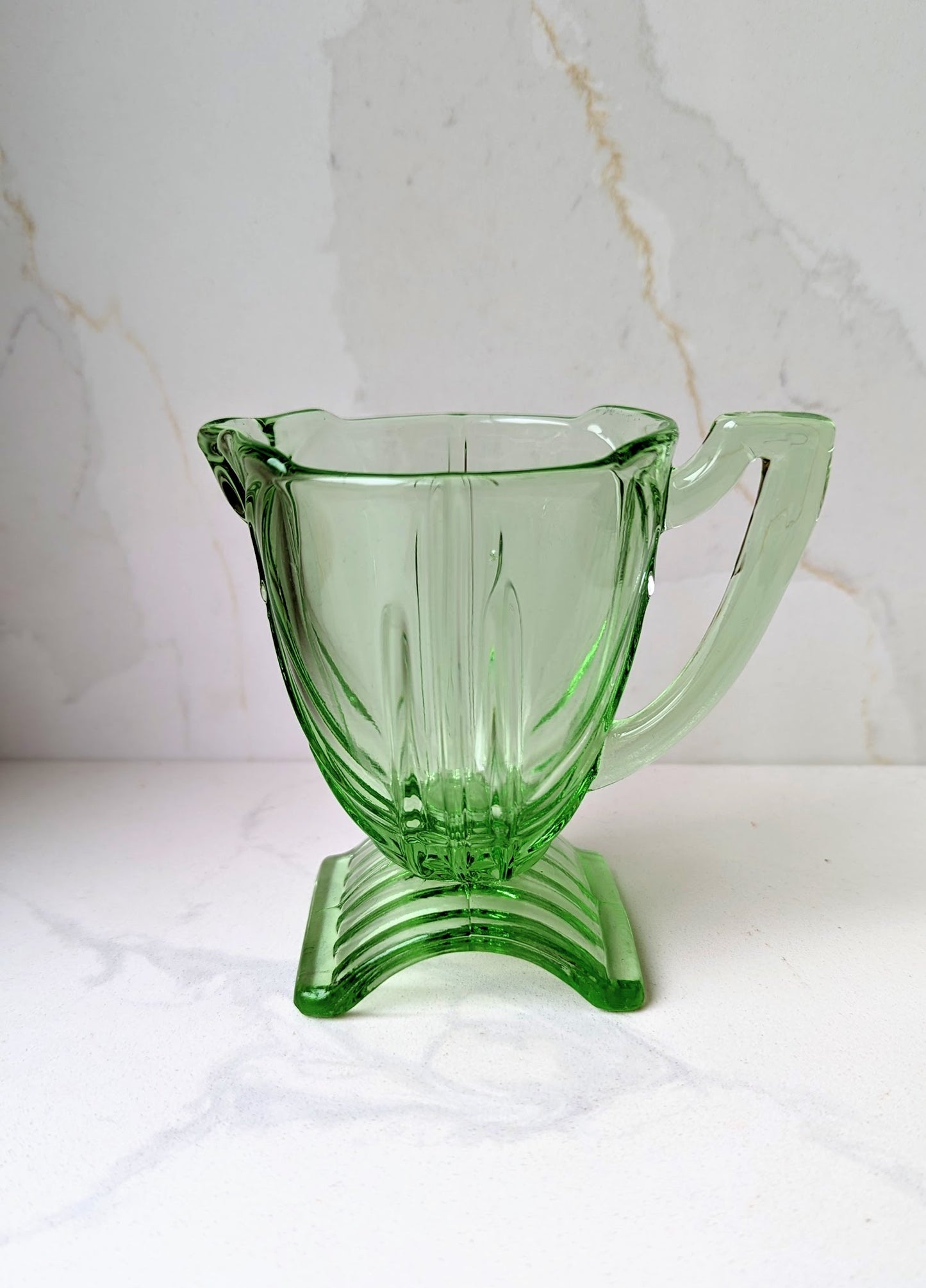 Art Deco Stolzle Milk Jug in Uranium Glass