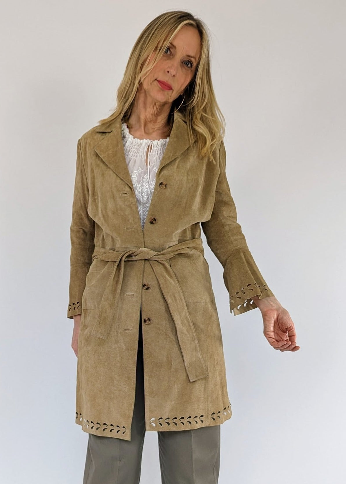 vintage beige suede coat