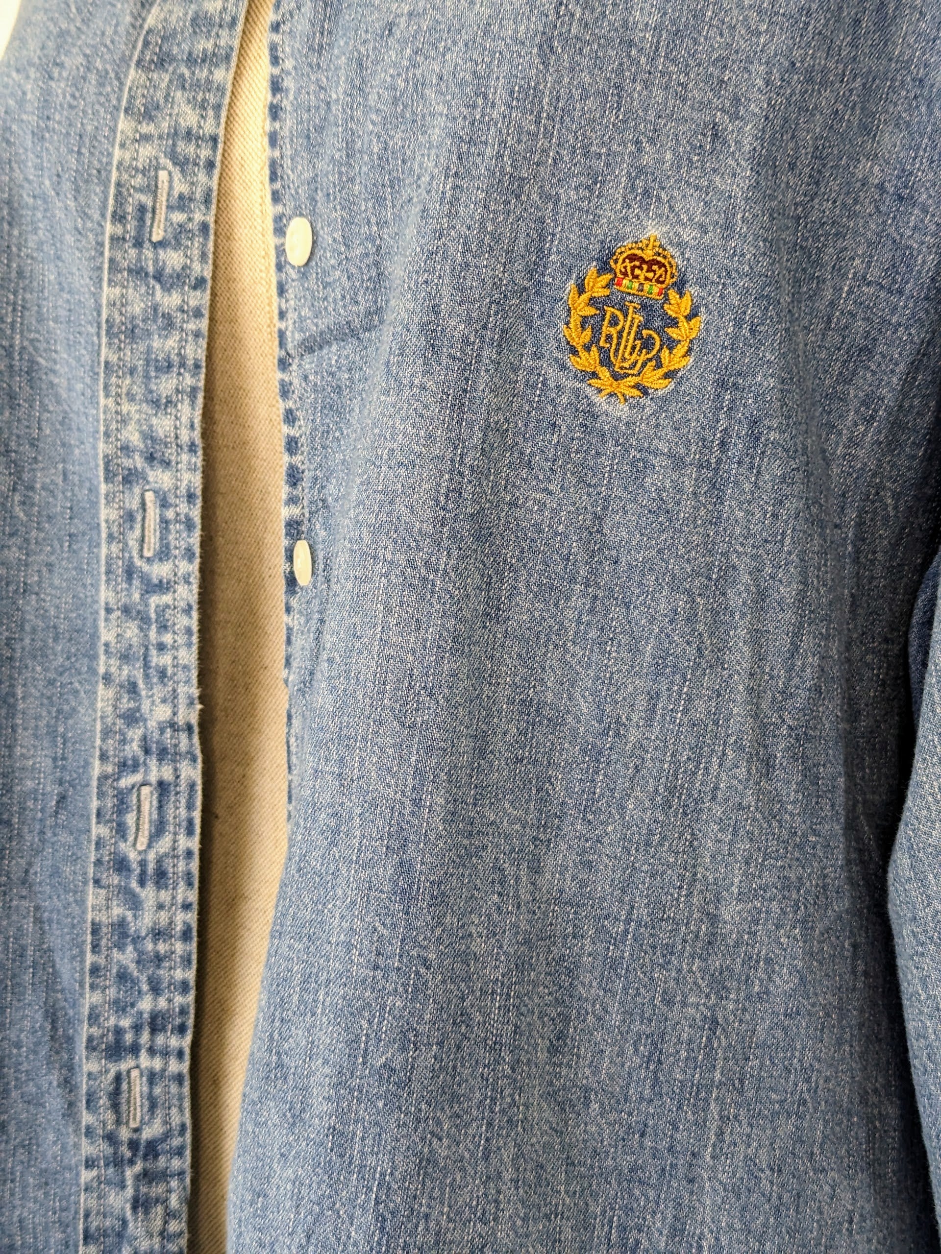 Ralph Lauren Jeans logo on denim shirt