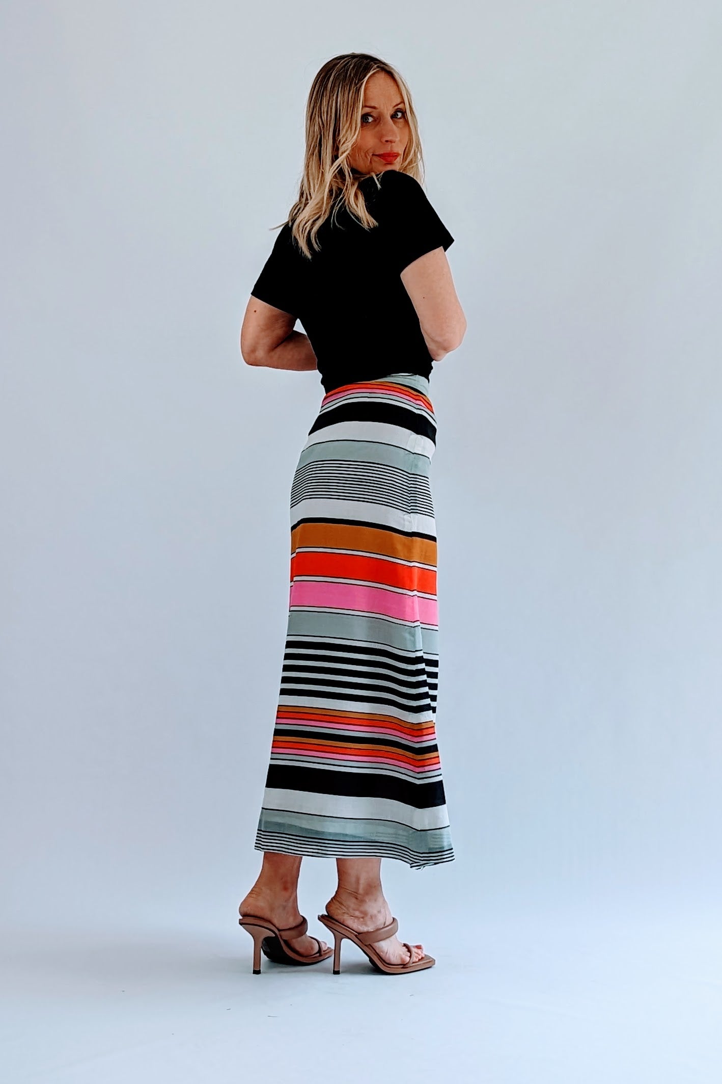 80s abstract striped skirt