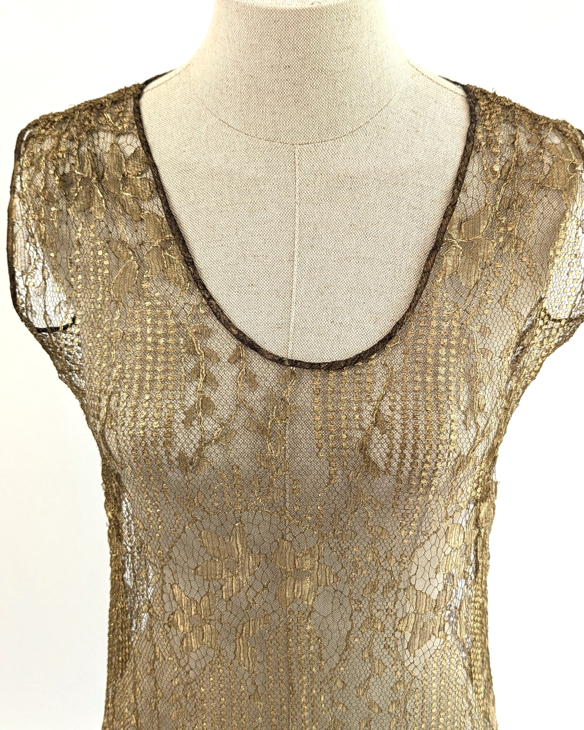 20s flapper dress in gold mesh