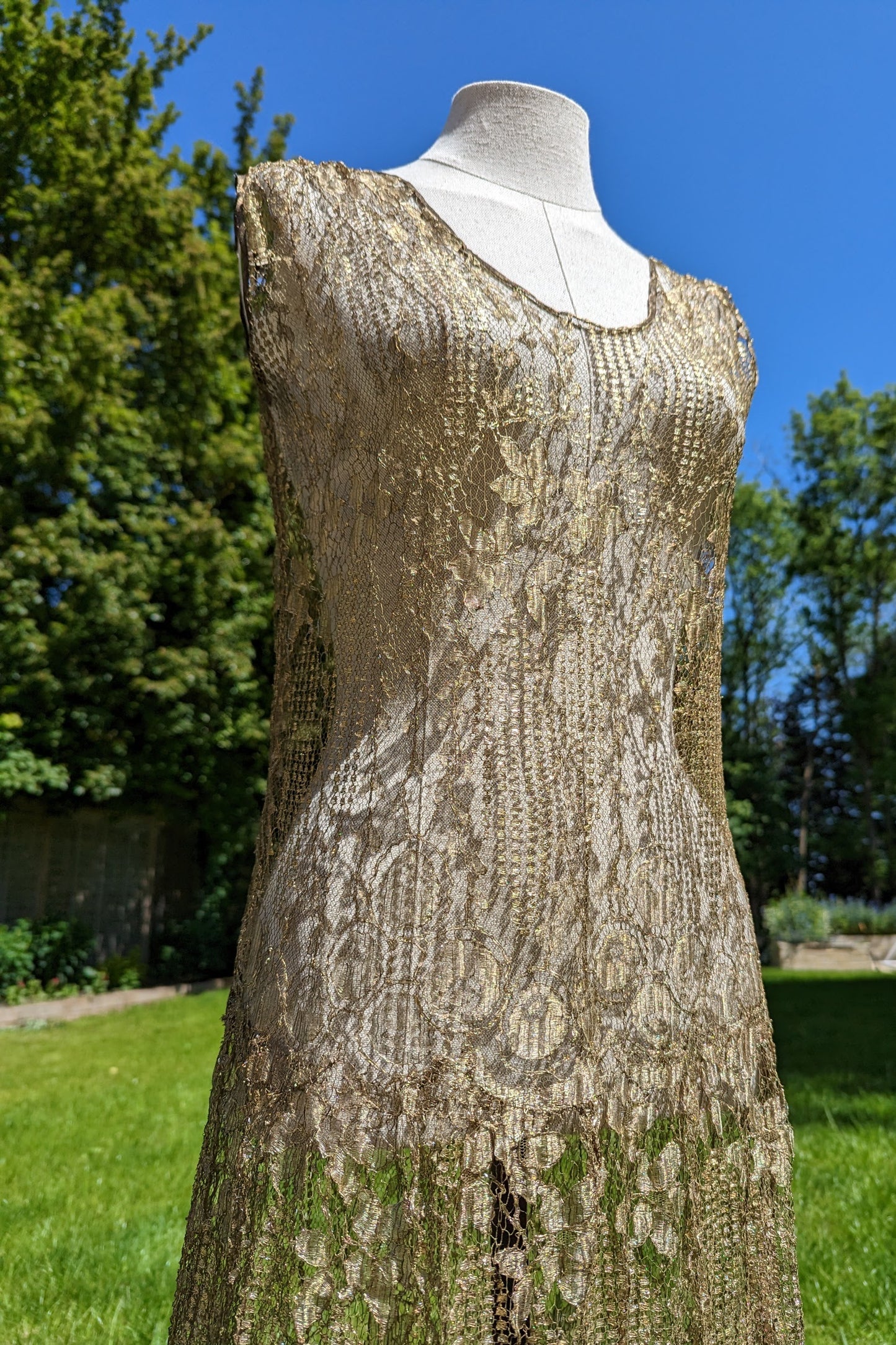 Vintage flapper dress with dropped waist and front split