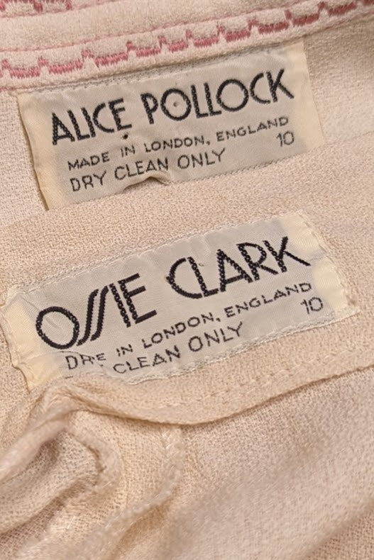 1960s Ossie Clark & Alice Pollock Two Piece Cream Peplum Suit