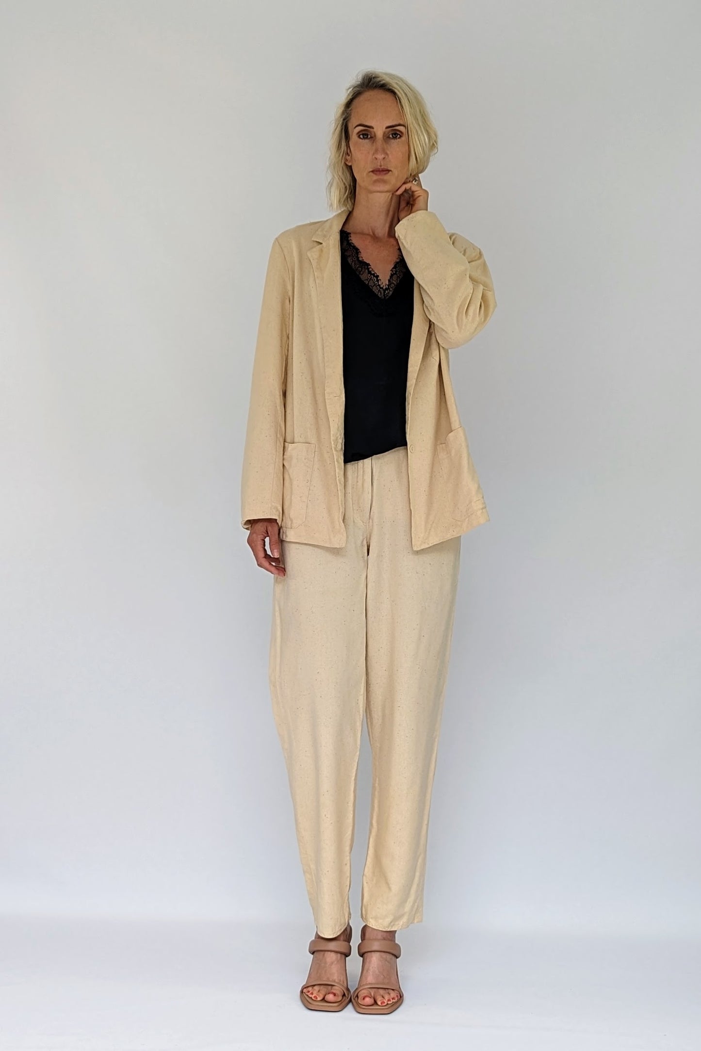 Vintage 80s Monsoon Cream Silk Suit