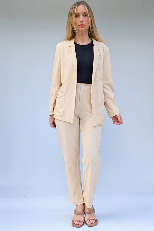 Vintage 80s Monsoon Cream Silk Suit