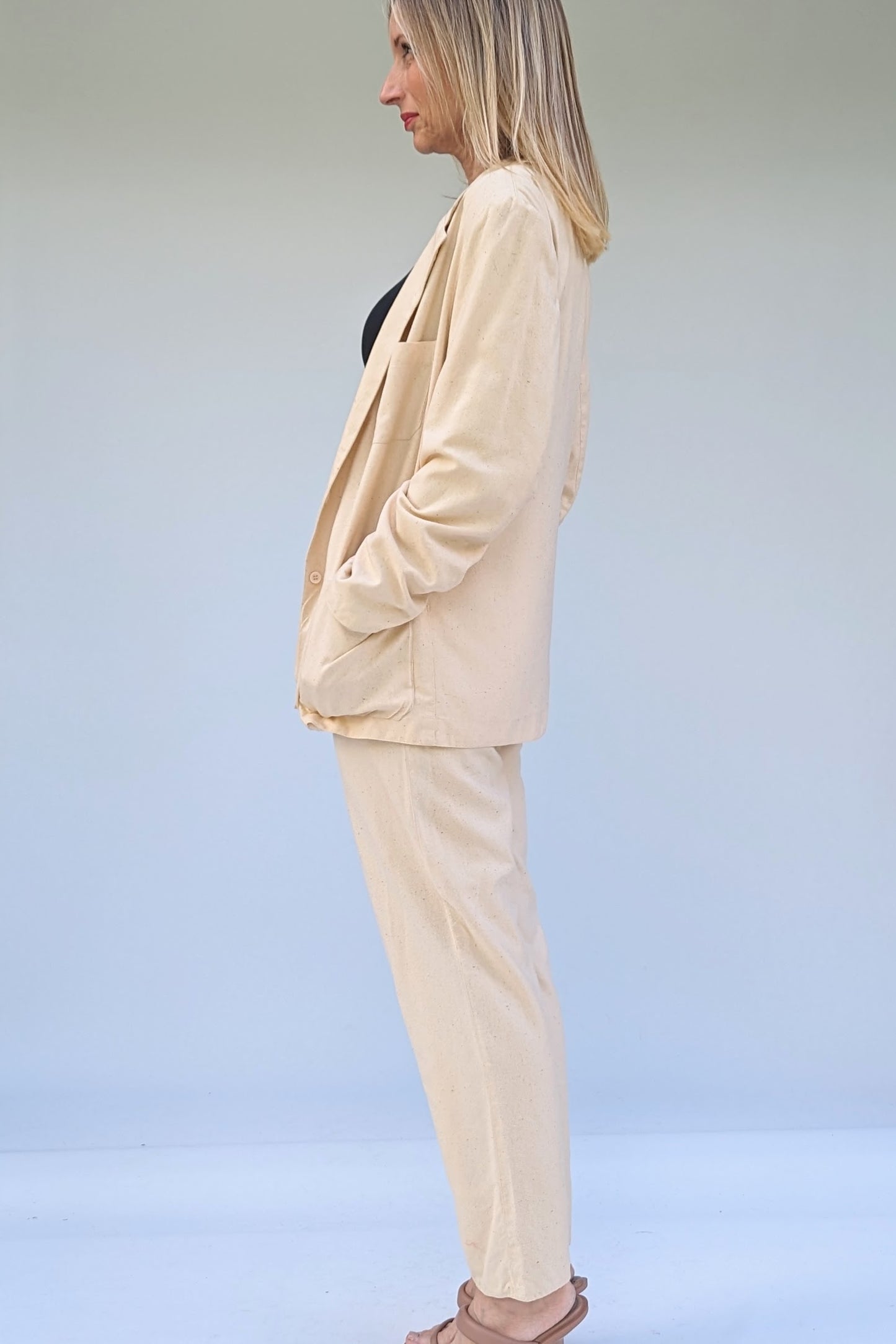 Vintage 80s Monsoon Cream Silk Suit
