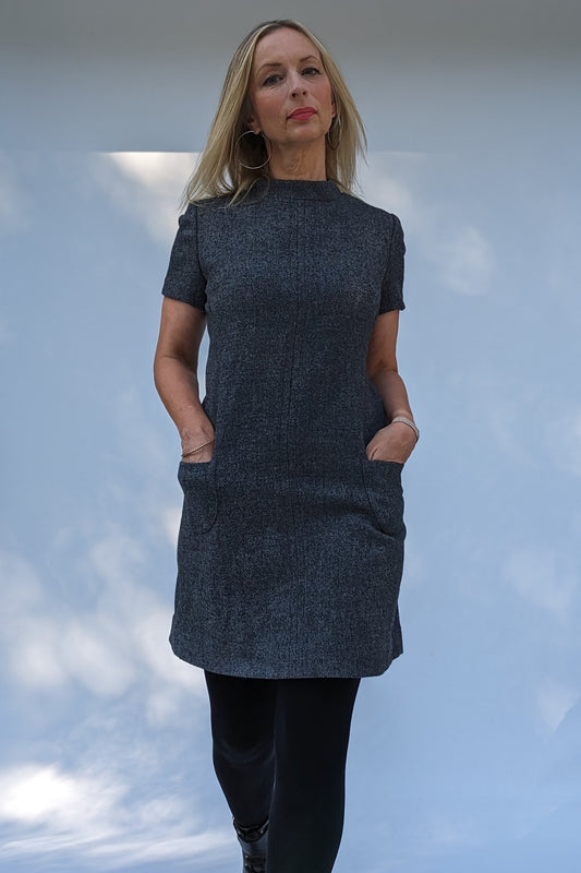1960s Grey Shift Wool Dress from St Michael
