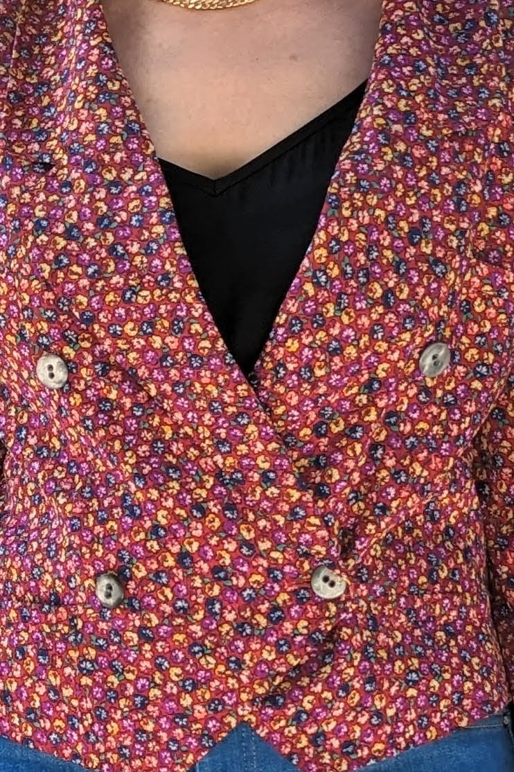 floral pattern on 80s vintage valentino blazer