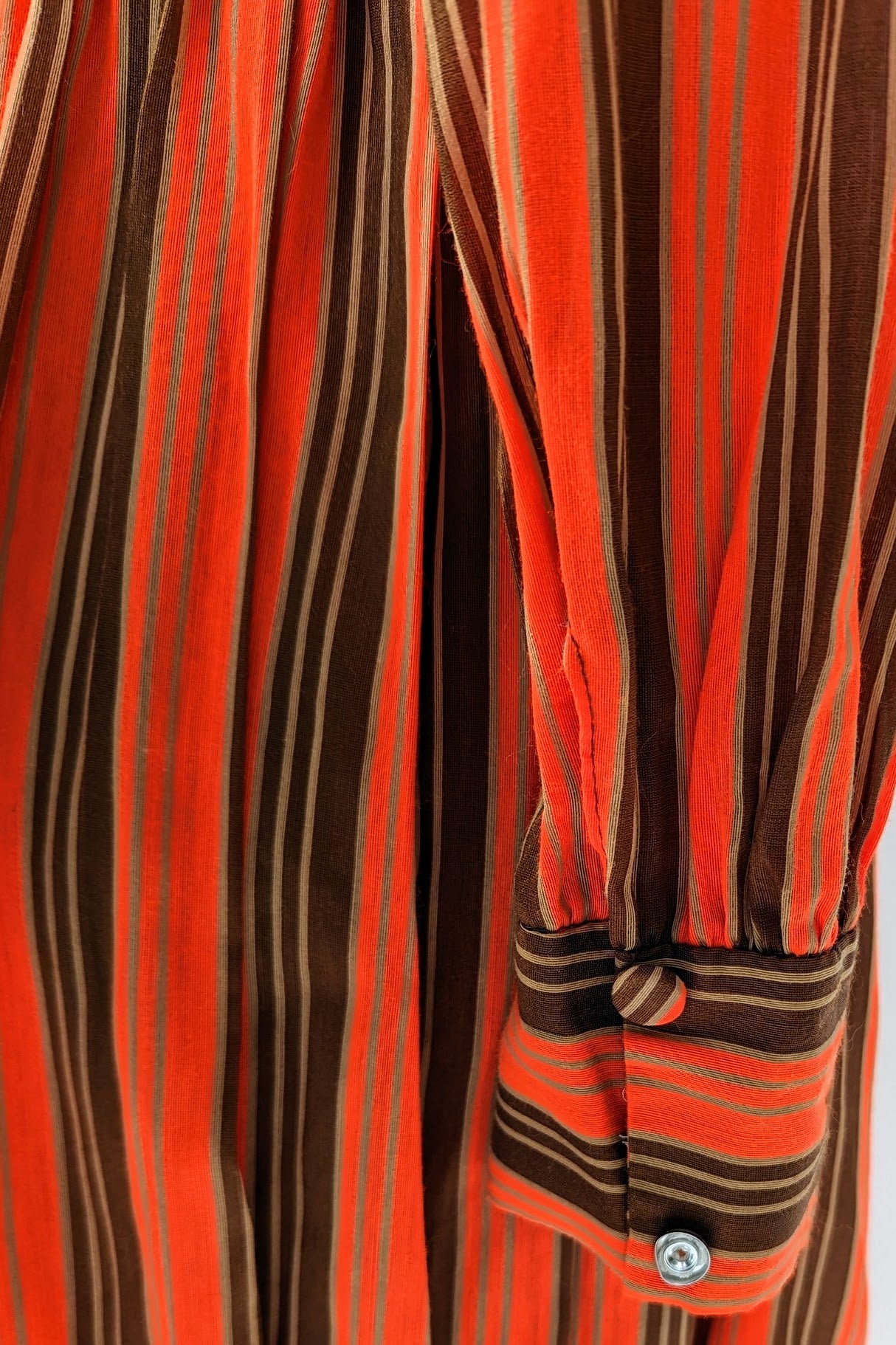 Vintage 70s Orange Striped Prairie Maxi Dress