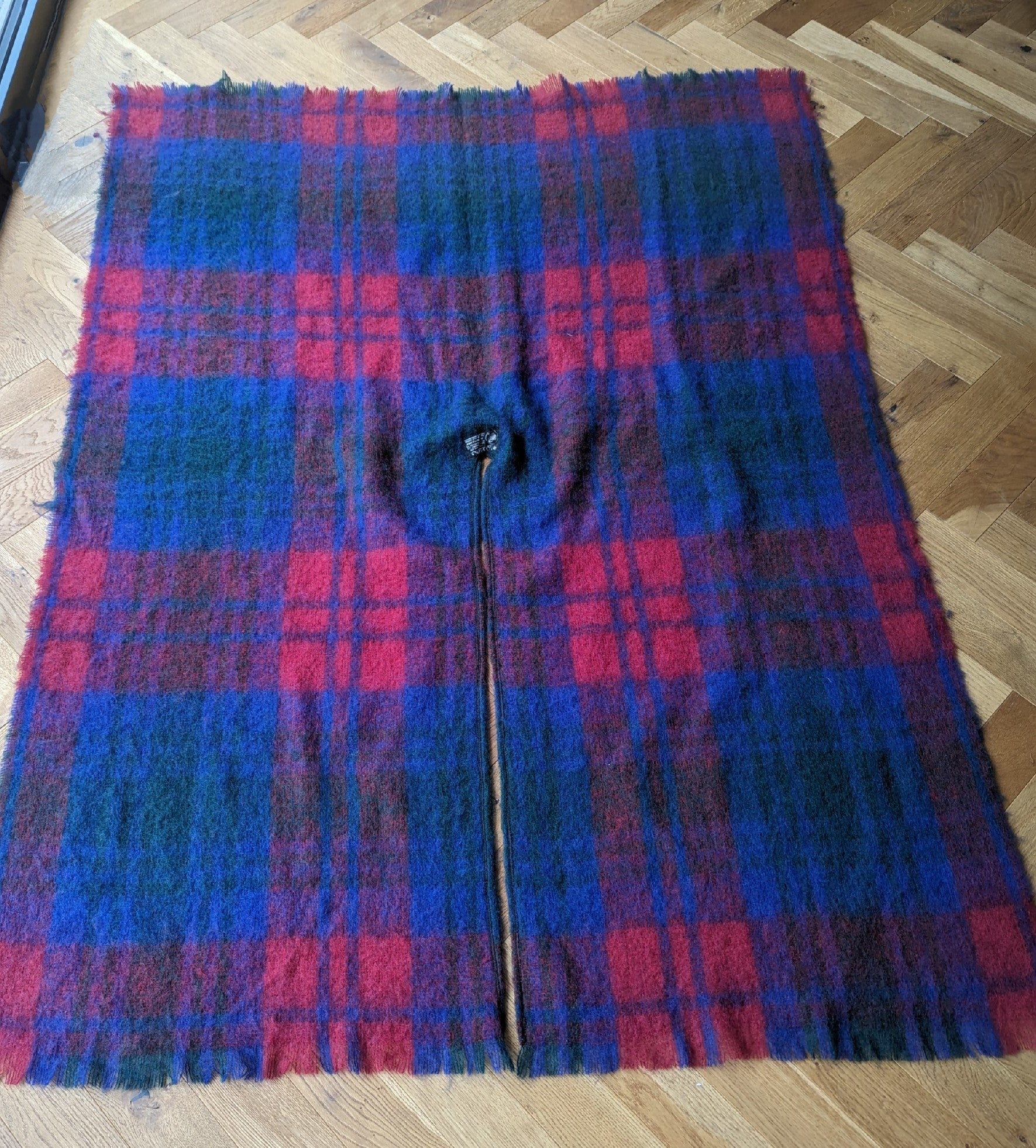 Checked wool blanket scarf