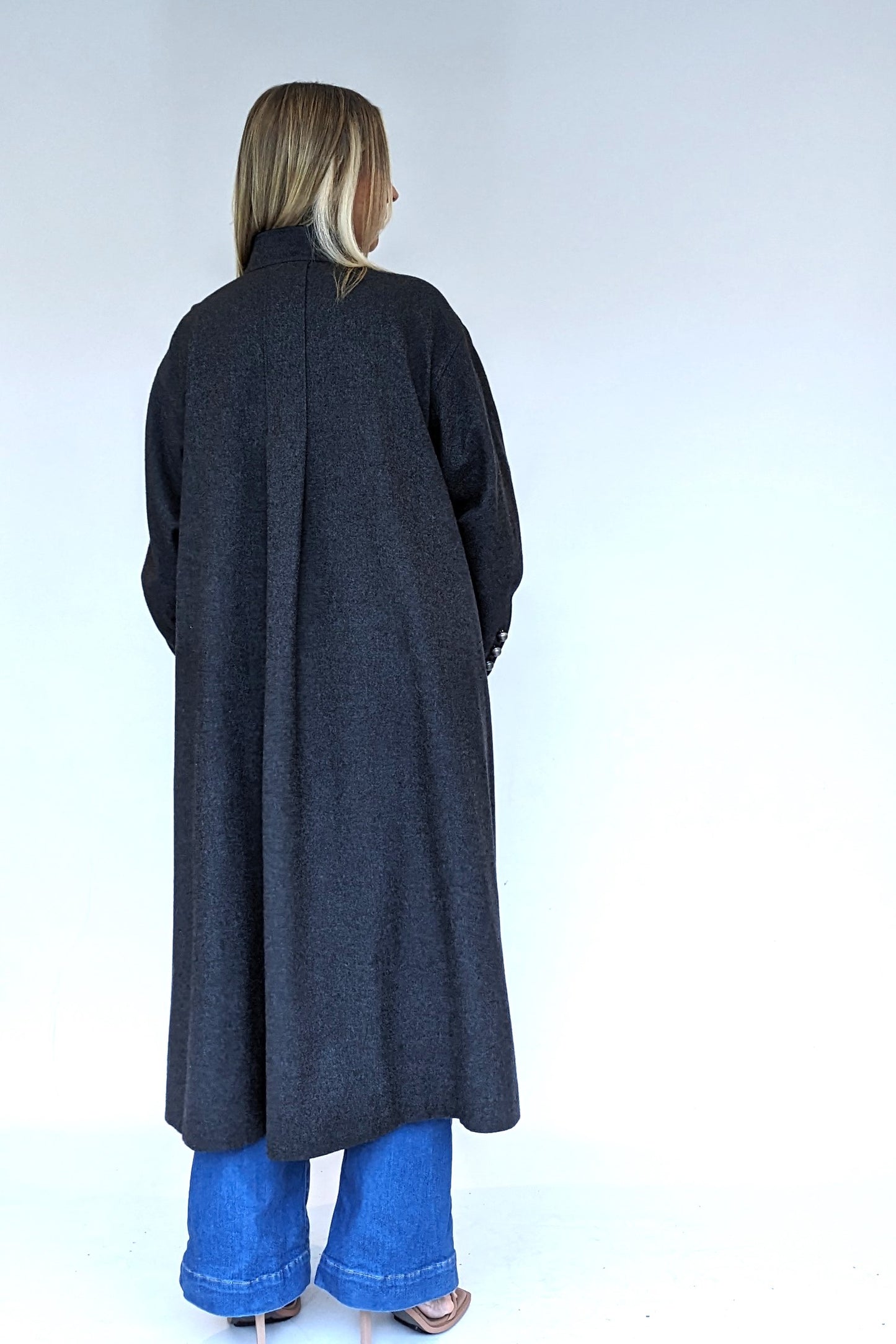 Long grey wool vintage coat