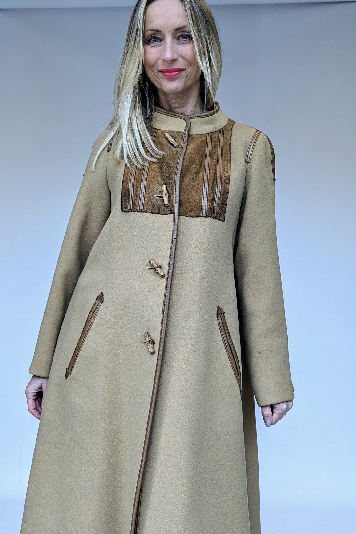 1960s camel coat with toggle buttons