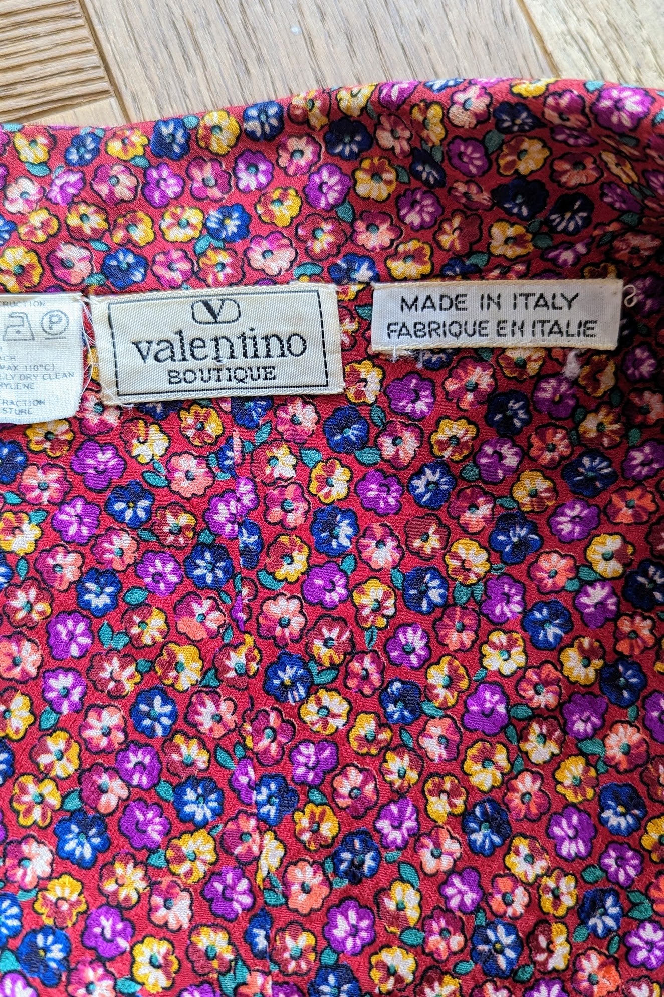 vintage valentino label, made in italy