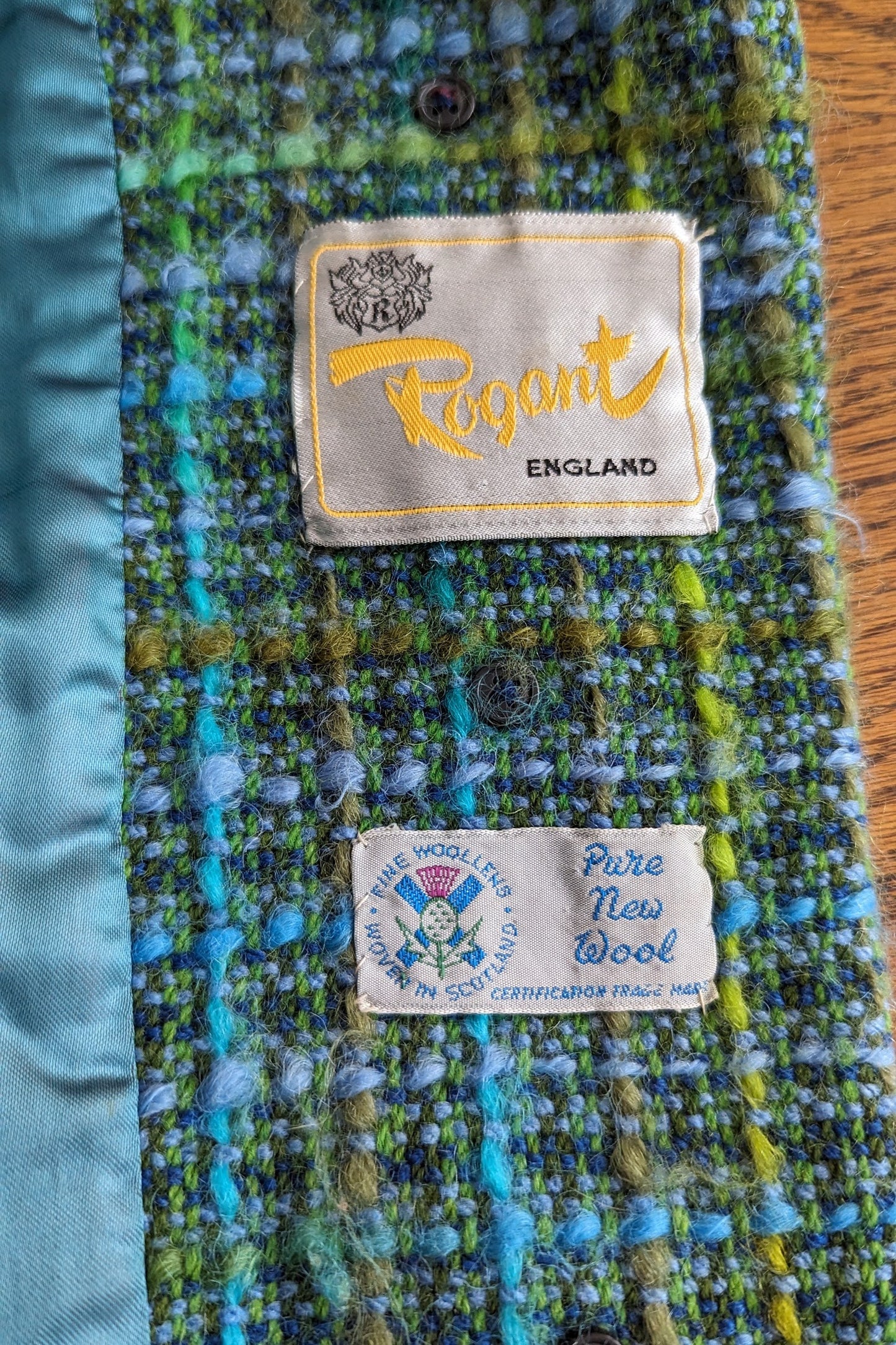 Rogant England and pure wool labels