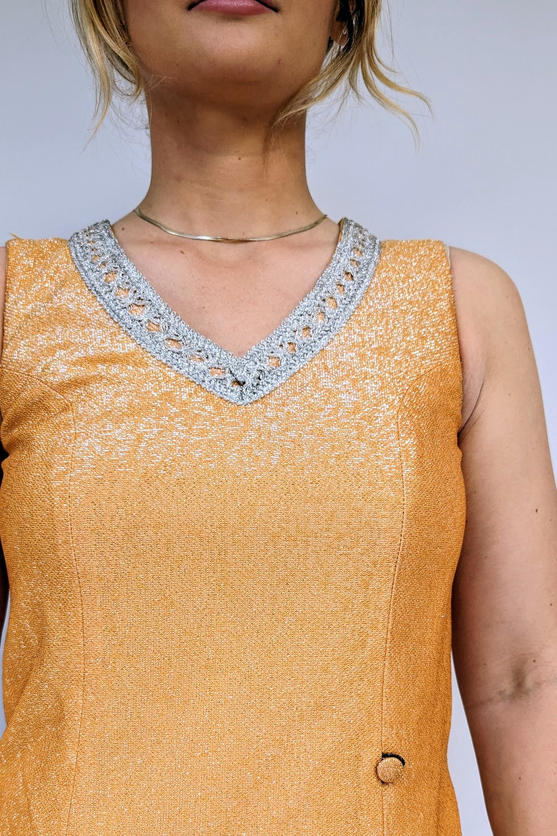 1960's Silver and Orange Lurex Mini Dress