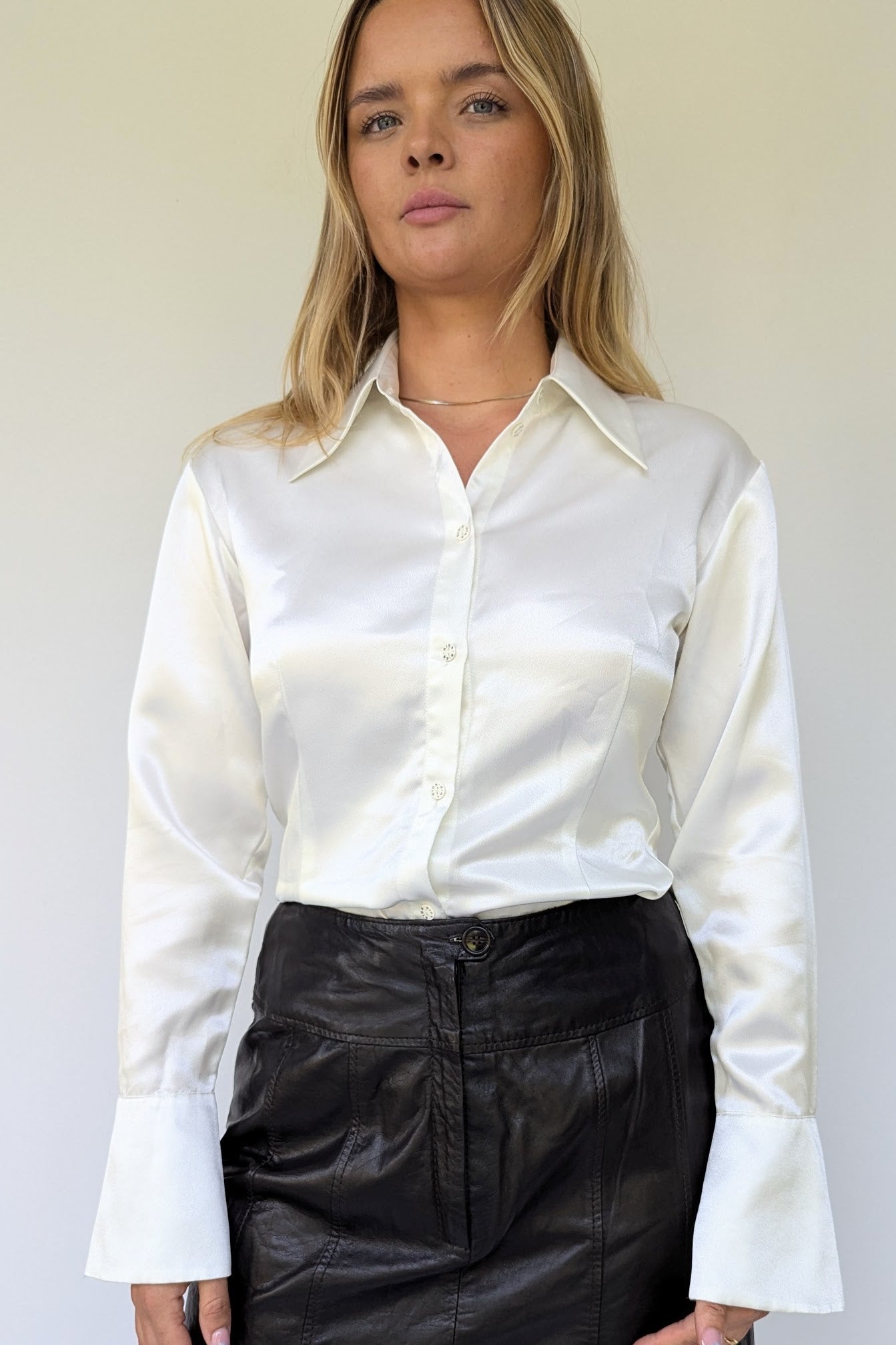 Vintage Biba Cream Satin Blouse