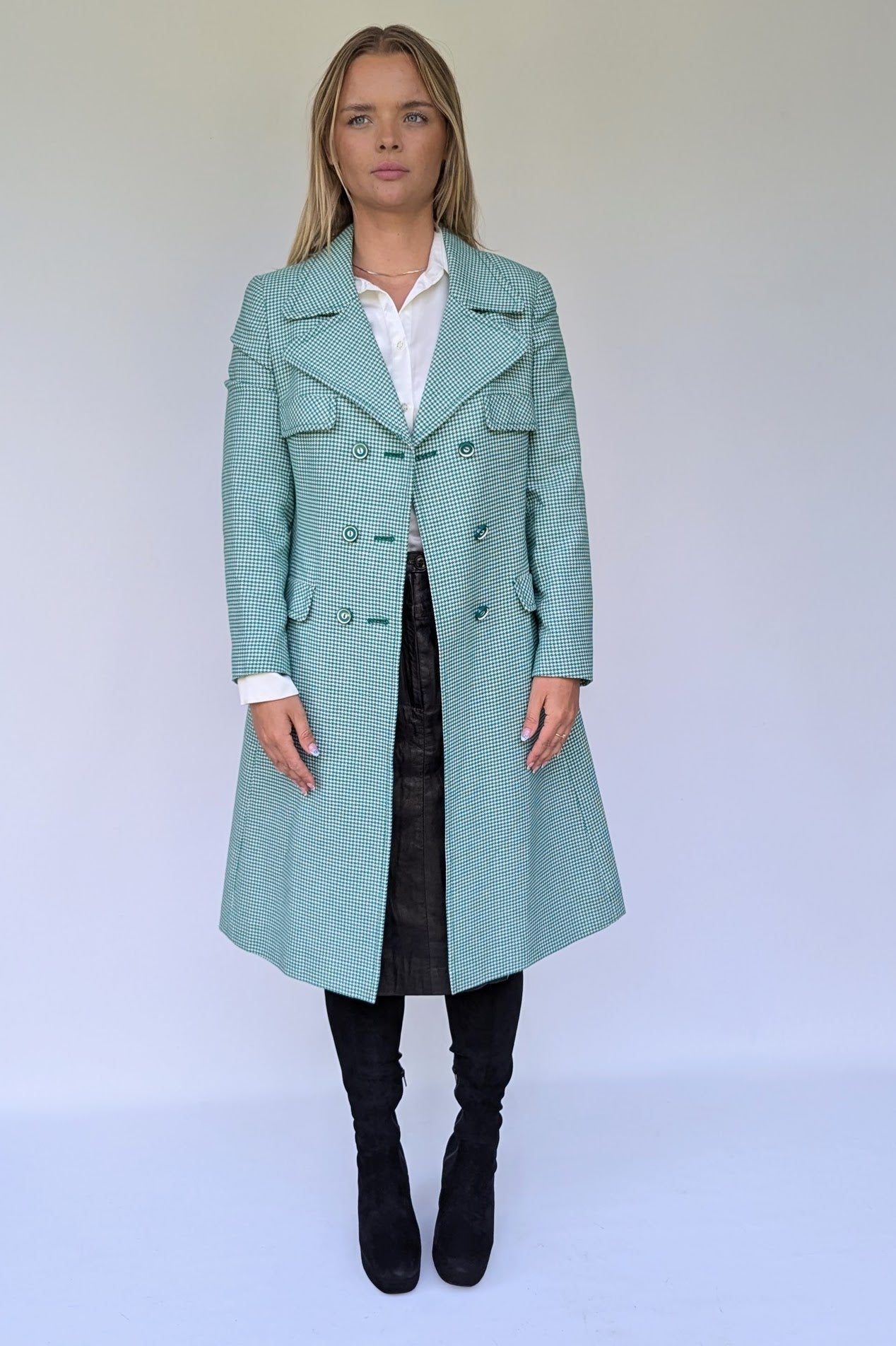 1960s Green Dogtooth Coat by Harella
