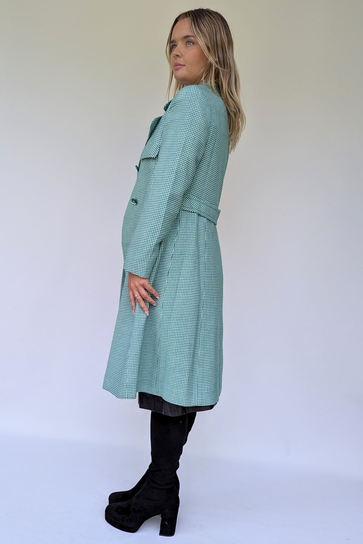 1960s Green Dogtooth Coat by Harella