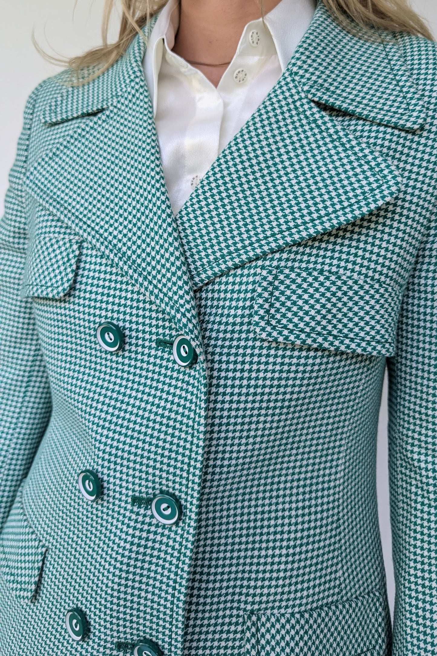 1960s Green Dogtooth Coat by Harella