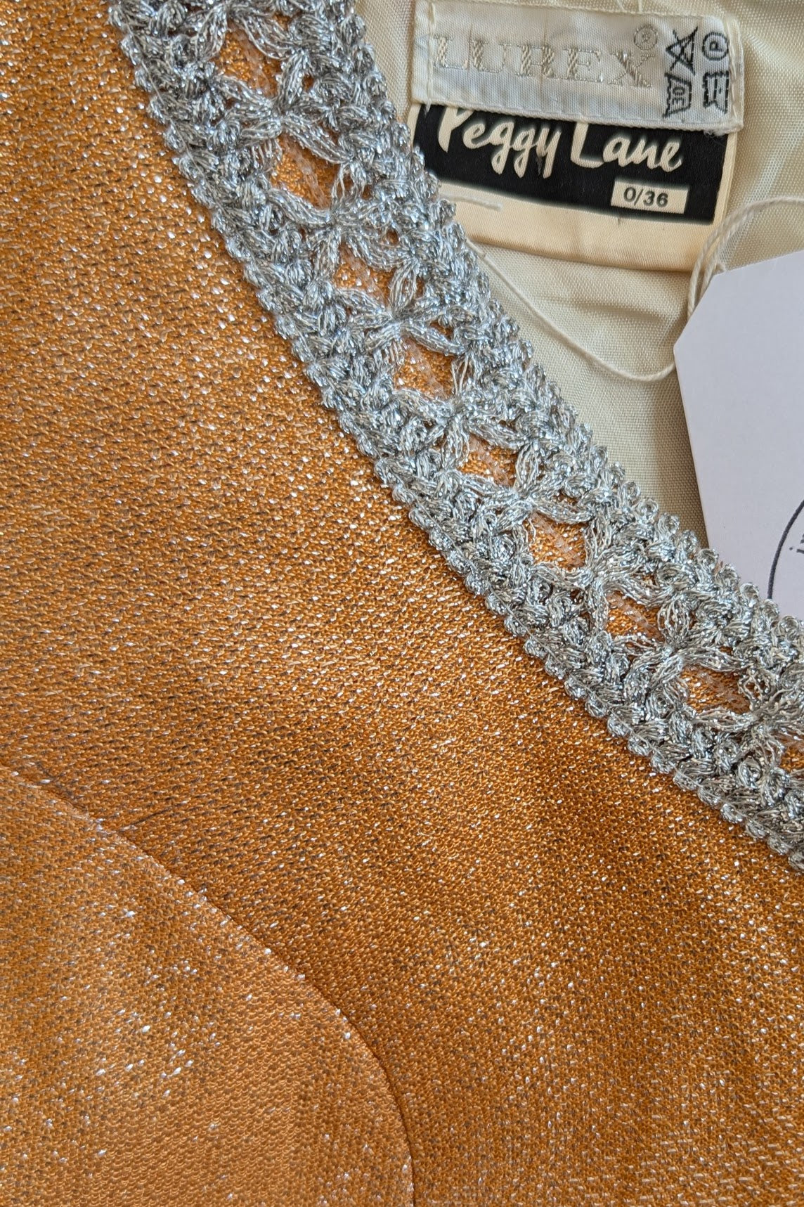 1960's Silver and Orange Lurex Mini Dress