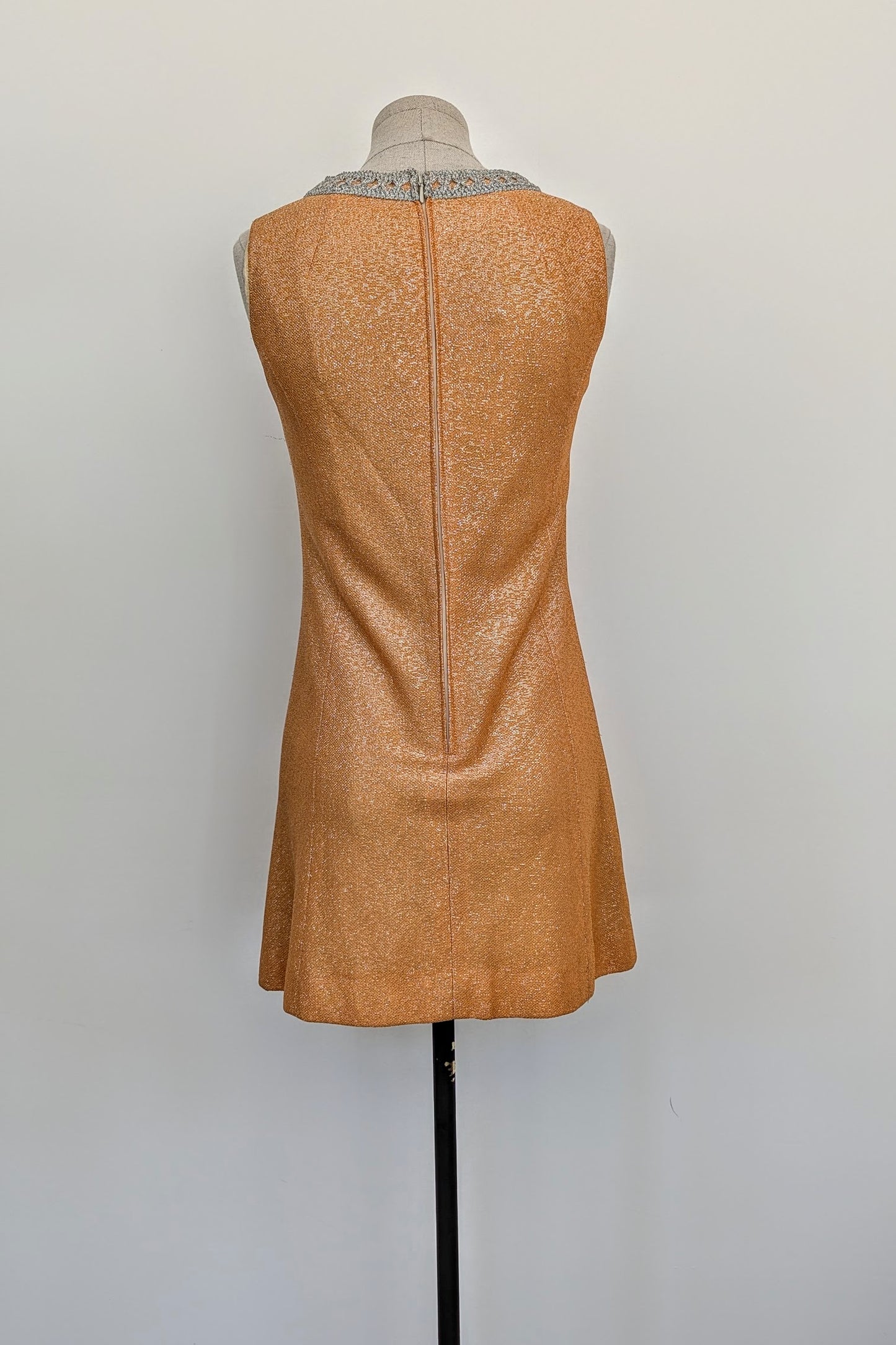 1960's Silver and Orange Lurex Mini Dress