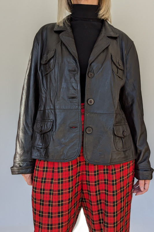 Vintage Leather Blazer Jacket