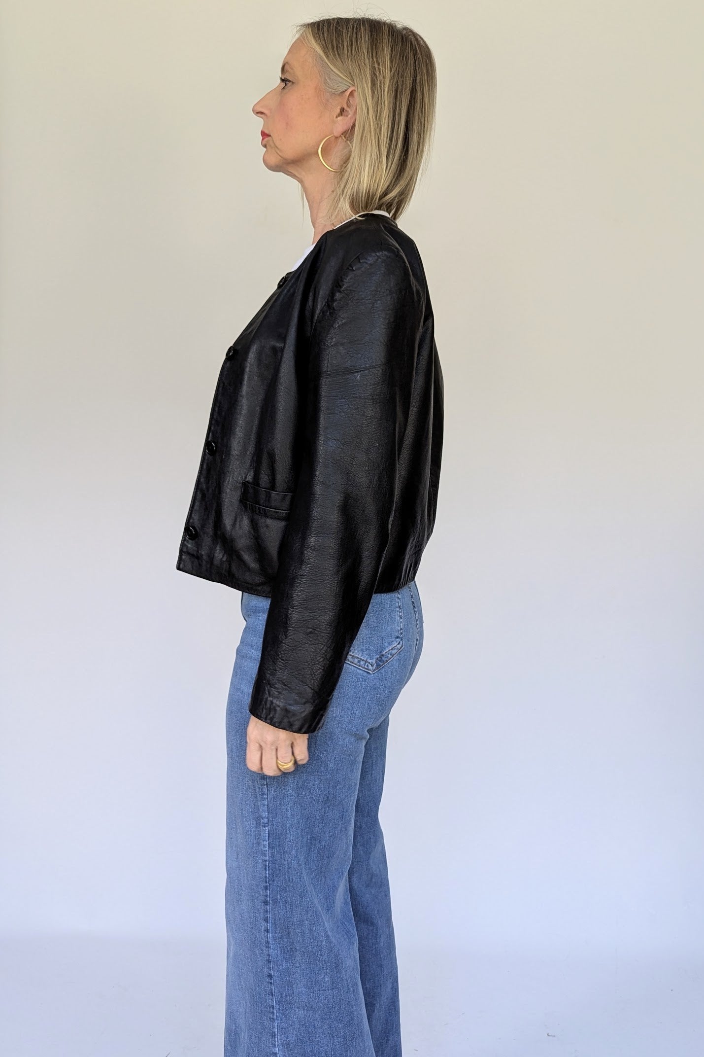 Vintage Black Short Leather Jacket