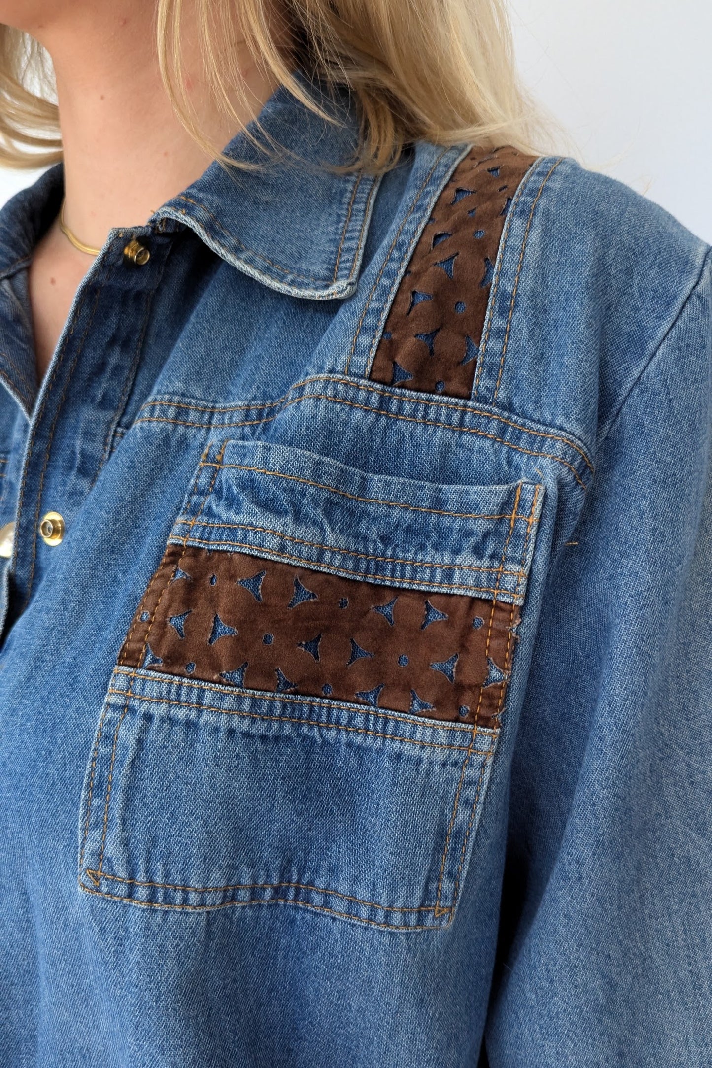 1980s Denim Co-ord Maxi Skirt & Shirt Set