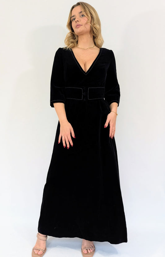 Black Velvet Long Evening Dress