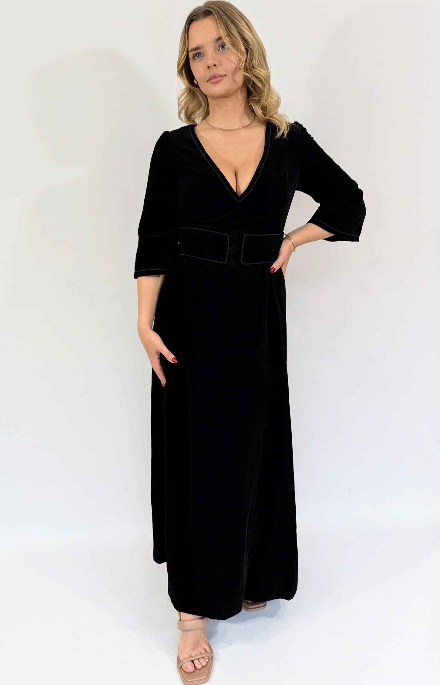 Black Velvet Long Evening Dress