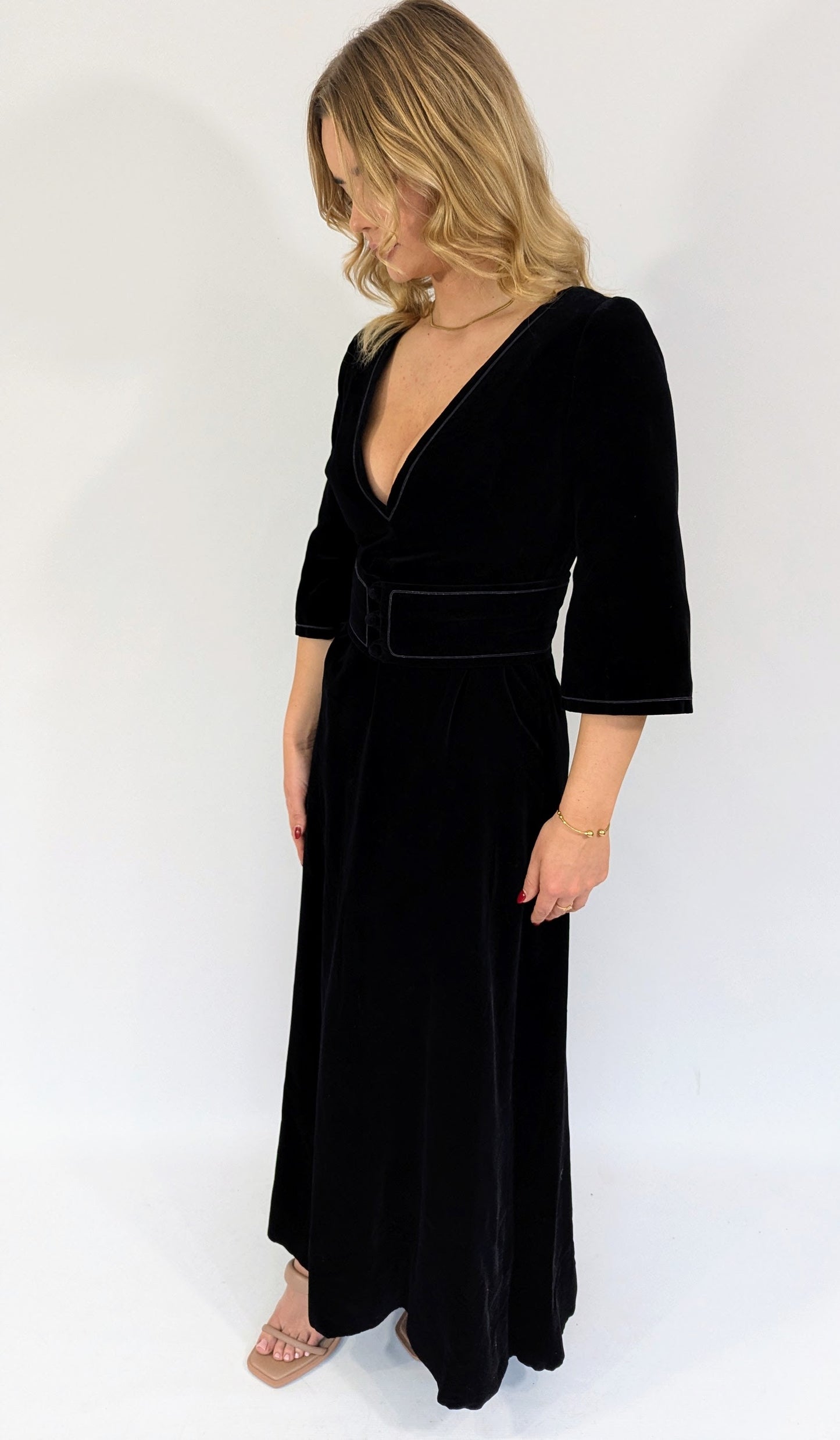 Black Velvet Long Evening Dress