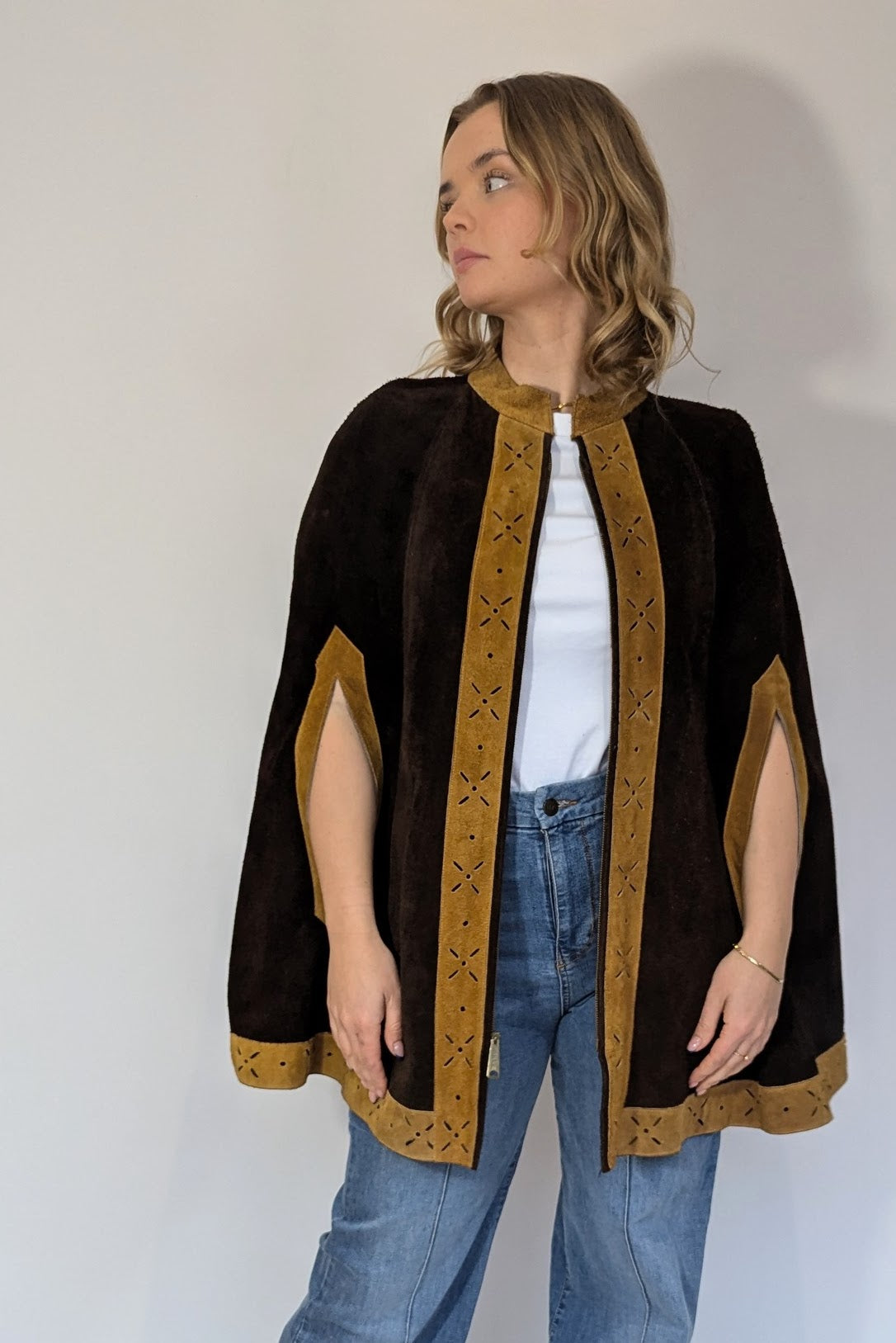 60s Suede Poncho Cape