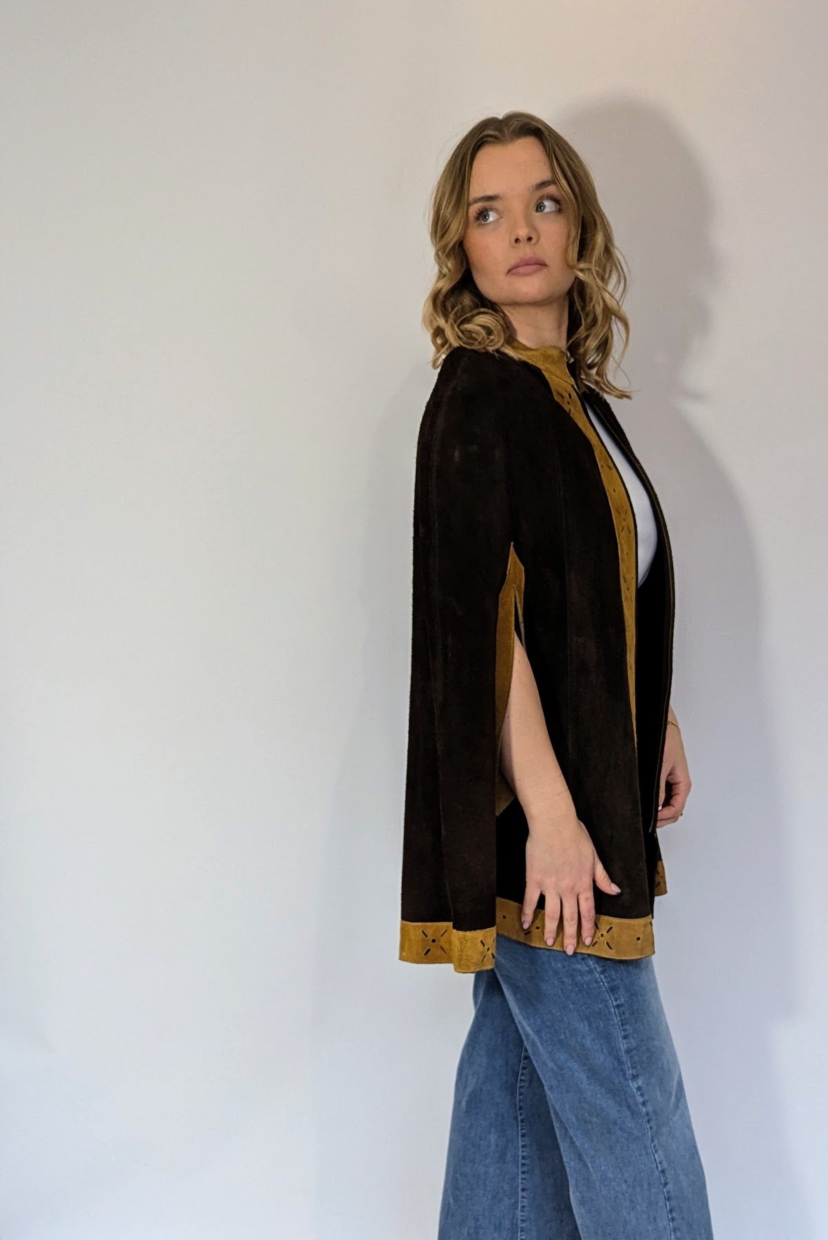 60s Suede Poncho Cape