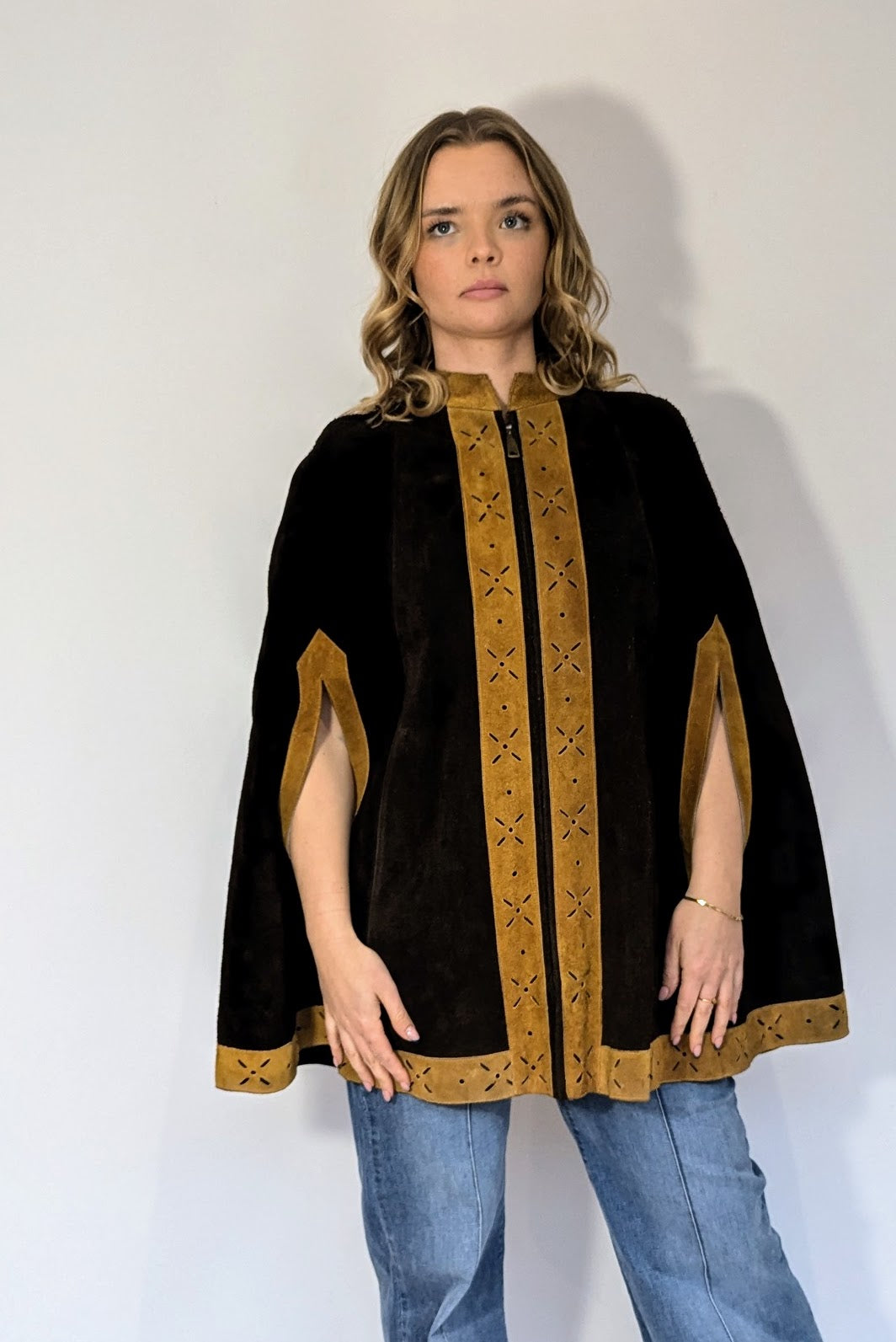 60s Suede Poncho Cape