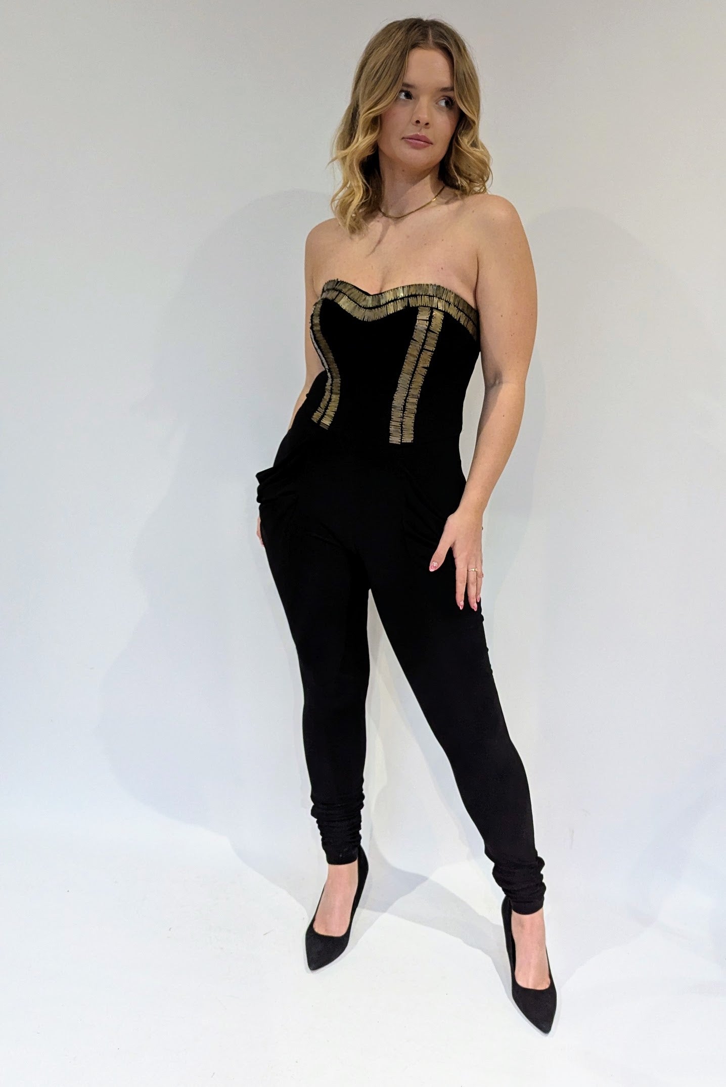 80s Vintage Joseph Ribkoff Strapless Jumpsuit