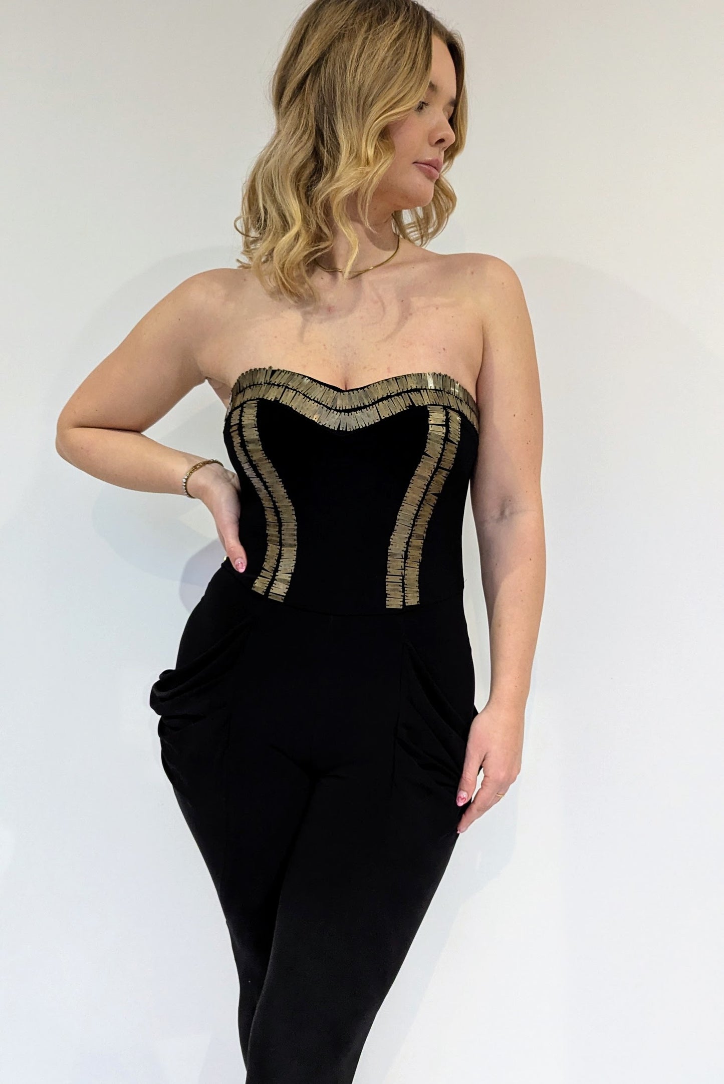 80s Vintage Joseph Ribkoff Strapless Jumpsuit