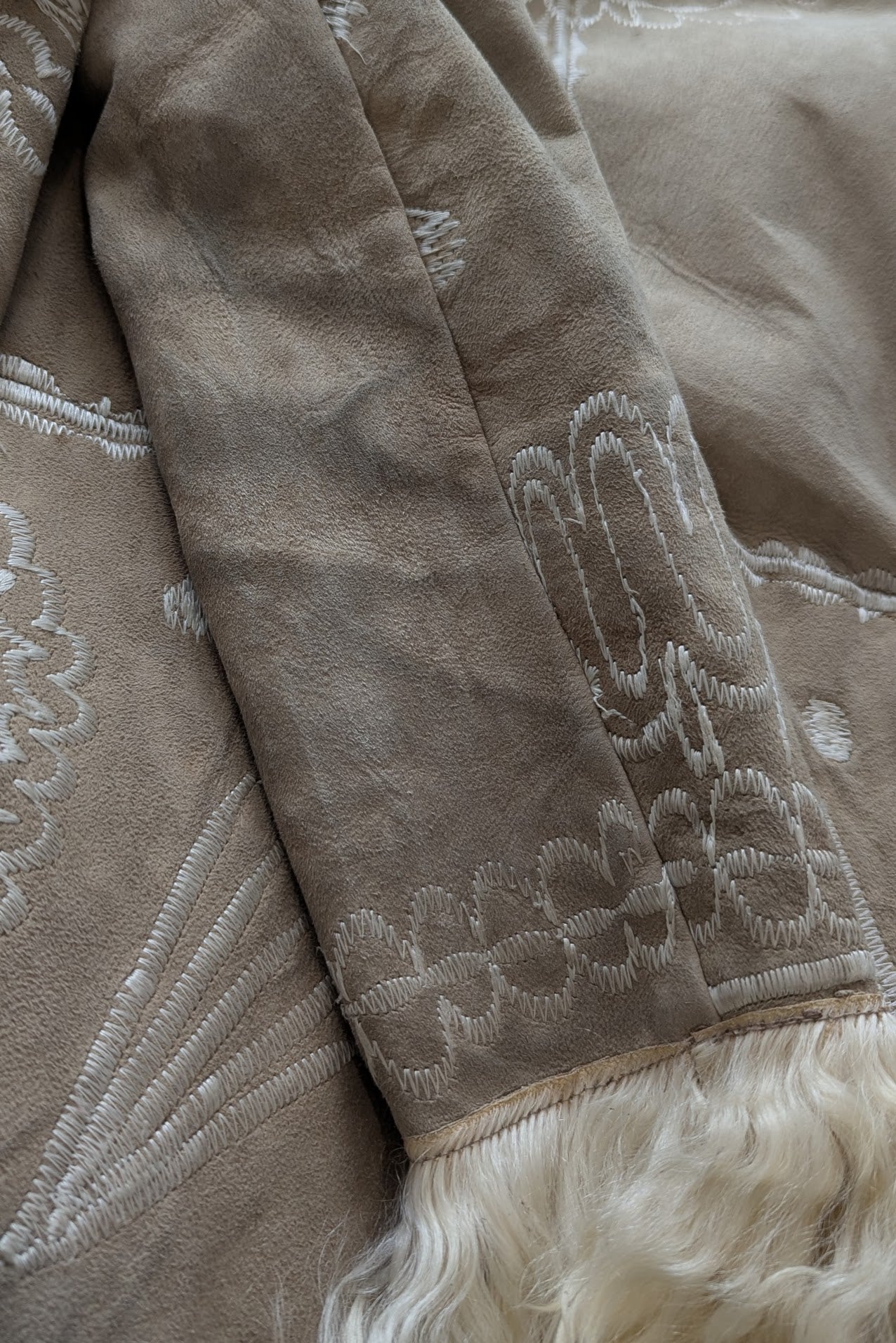 Vintage 1960s Afghan Shearling Embroidered Coat